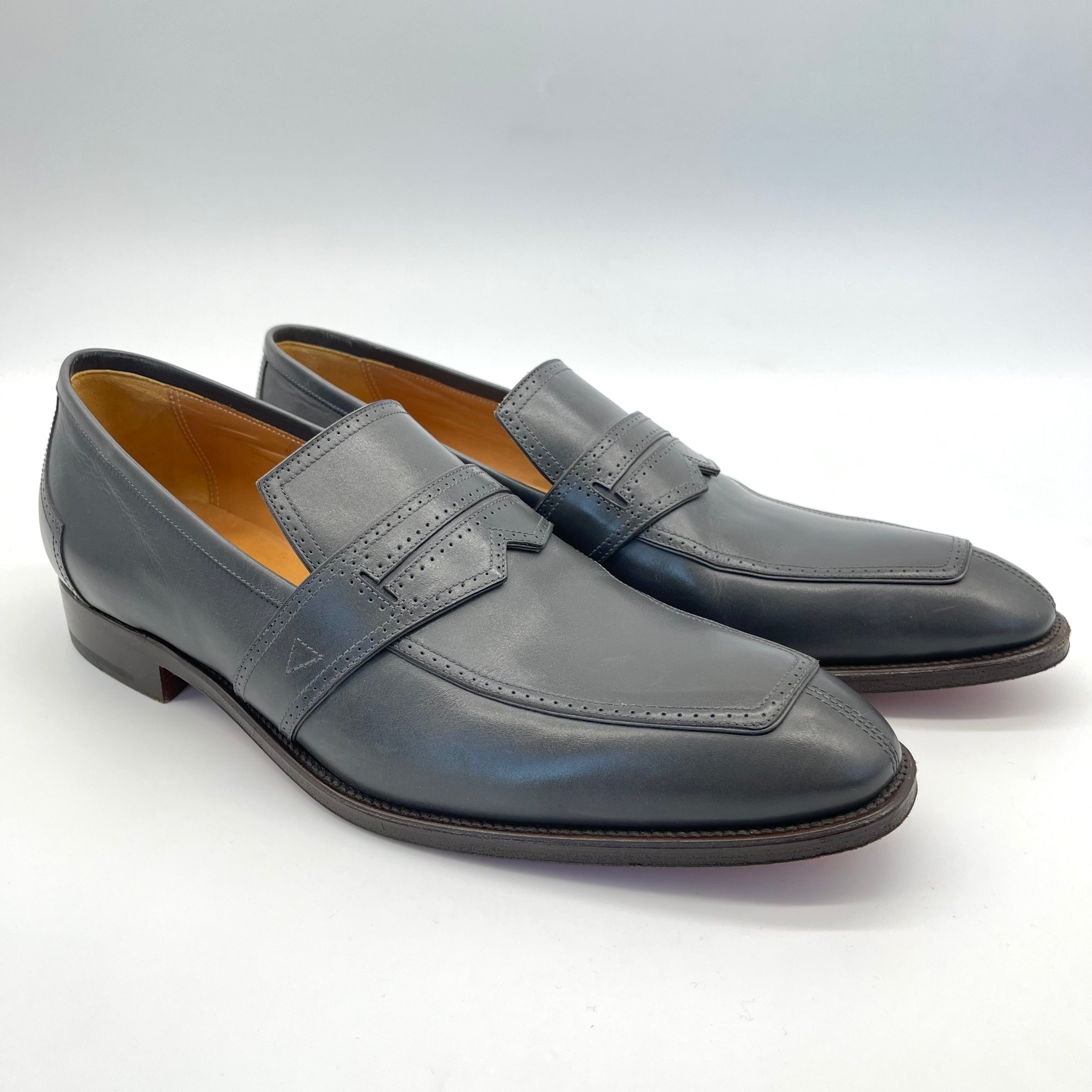 2510 HERMES Hermes Leather Loafers Size 43 Men's Gray Punching