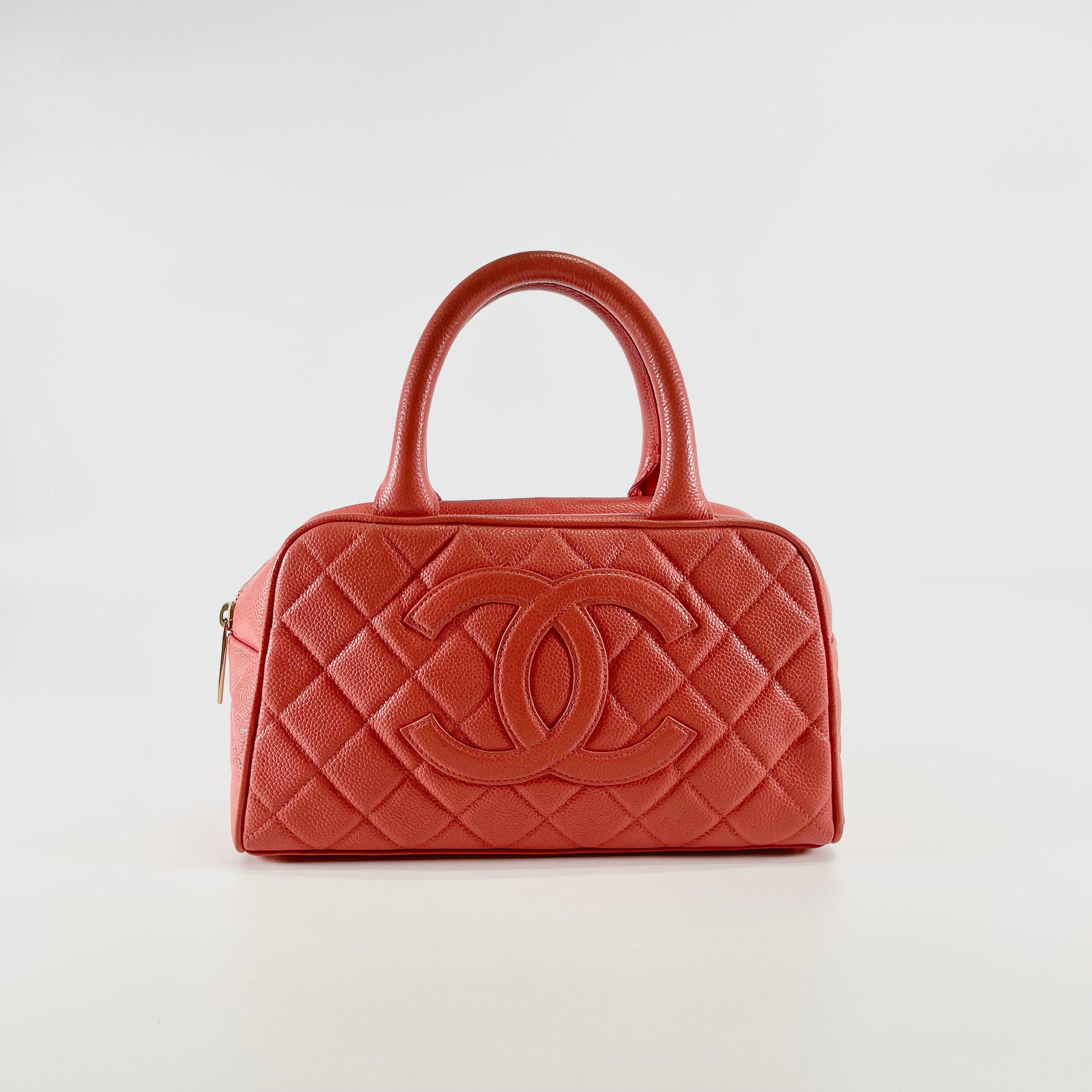 2601 secondhand CHANEL hand bag caviar skin orange
