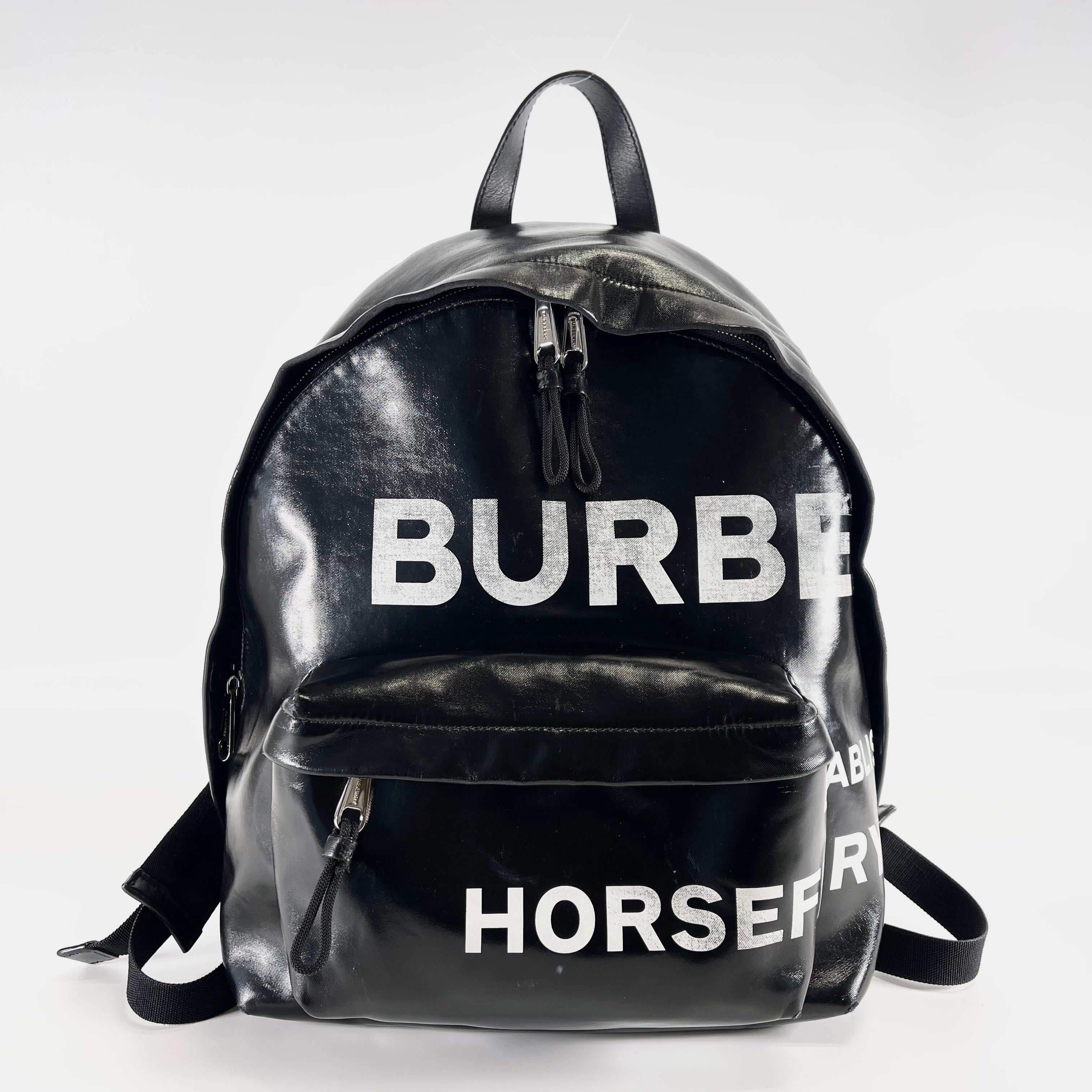 2601 BURBERRY logo Horseferry coating canvas backpack / backpack black