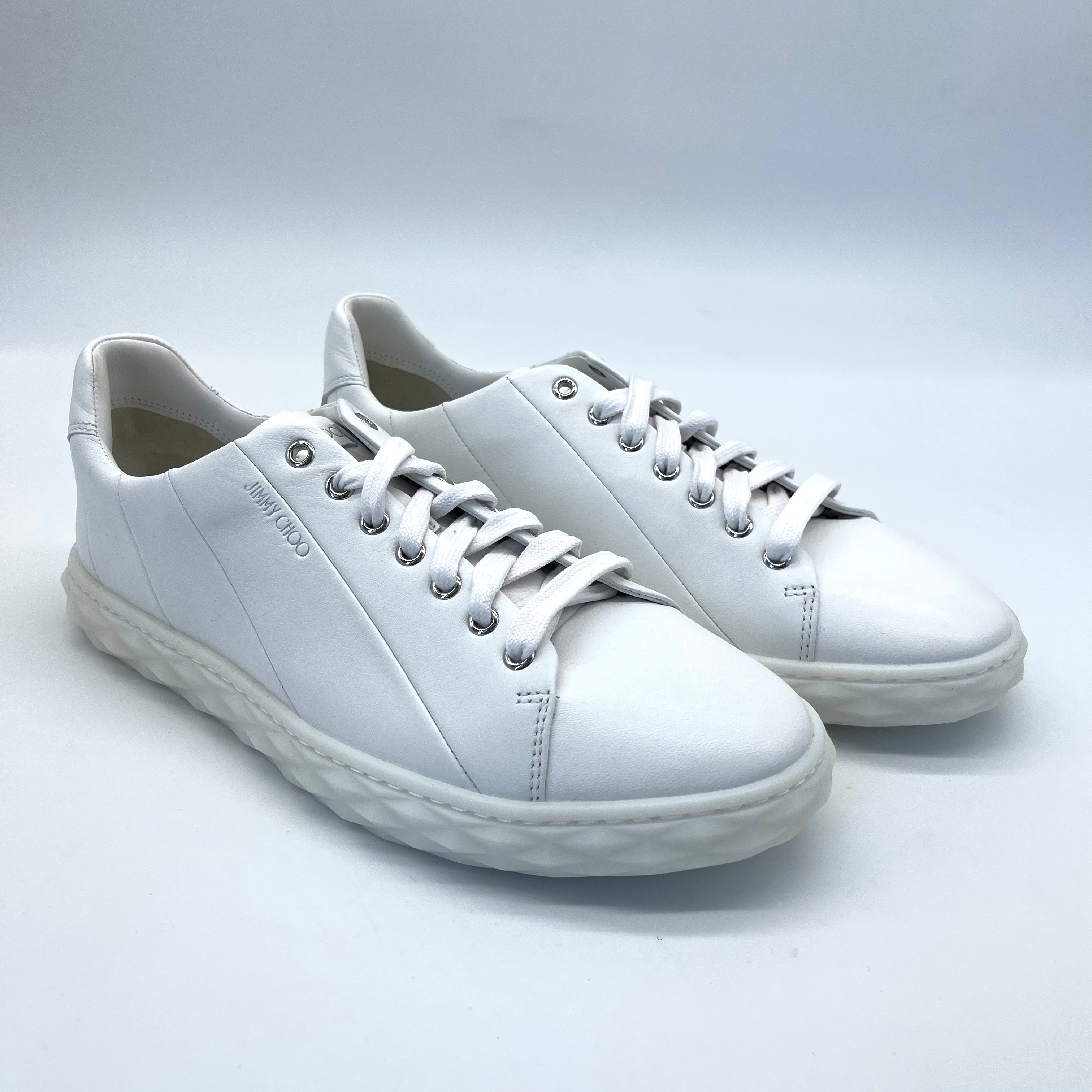 2510 JIMMYCHOO Diamond Light Leather Sneakers, Size 41 1/2