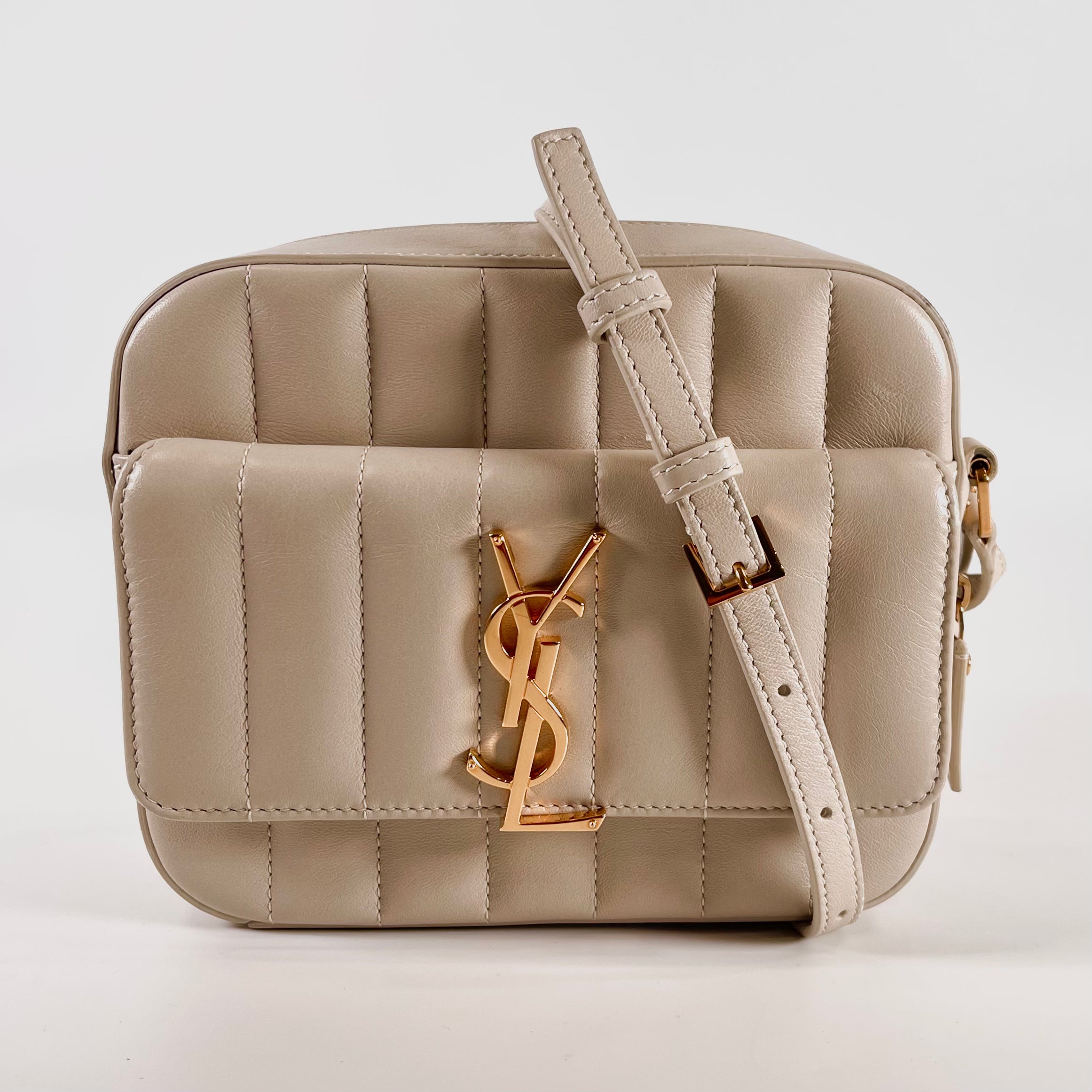 2602 secondhand SAINTLAURENT Saint Laurent Paris key leather Shoulder bag beige 555052