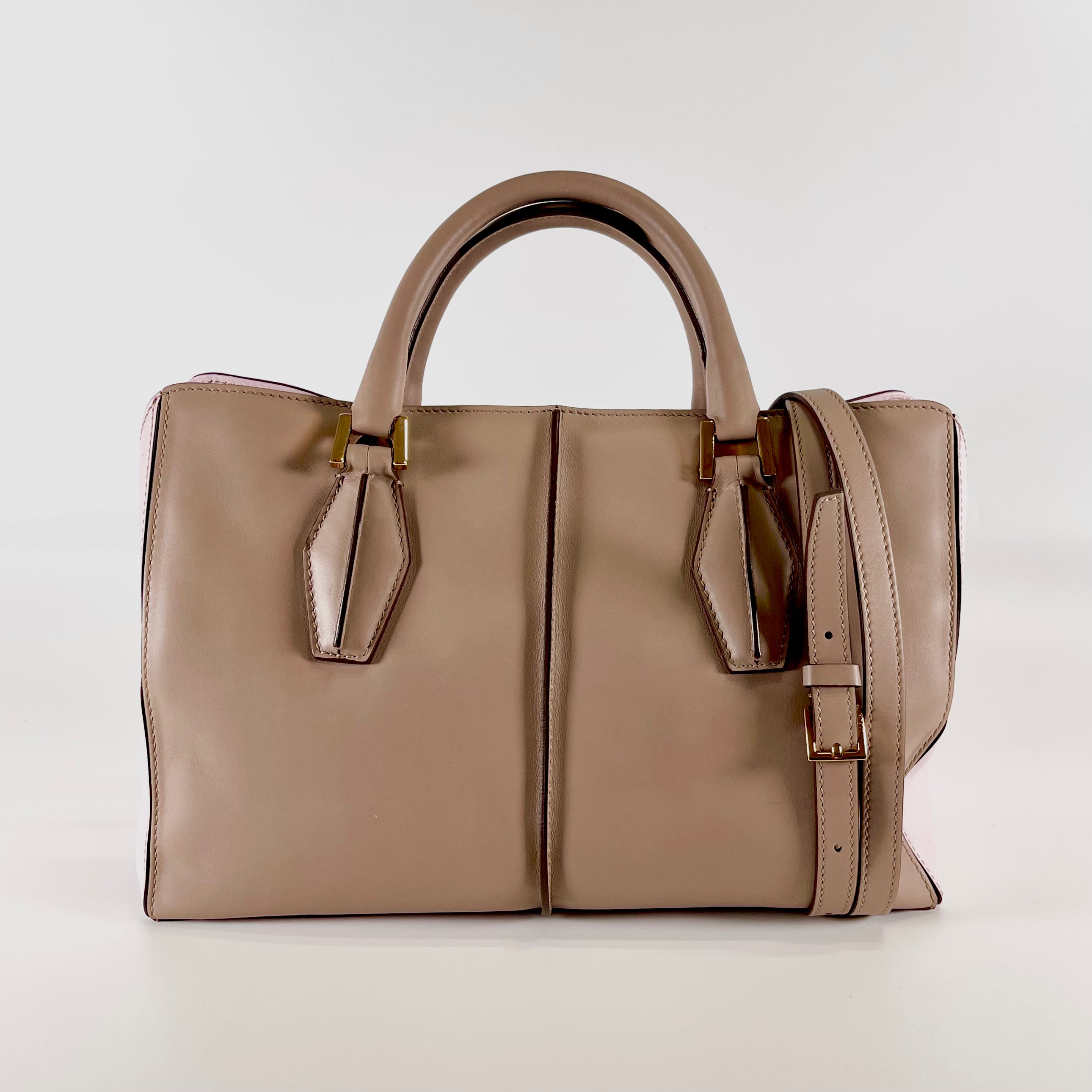 2601 TOD'S D cube 2WAY hand bag Greige leather