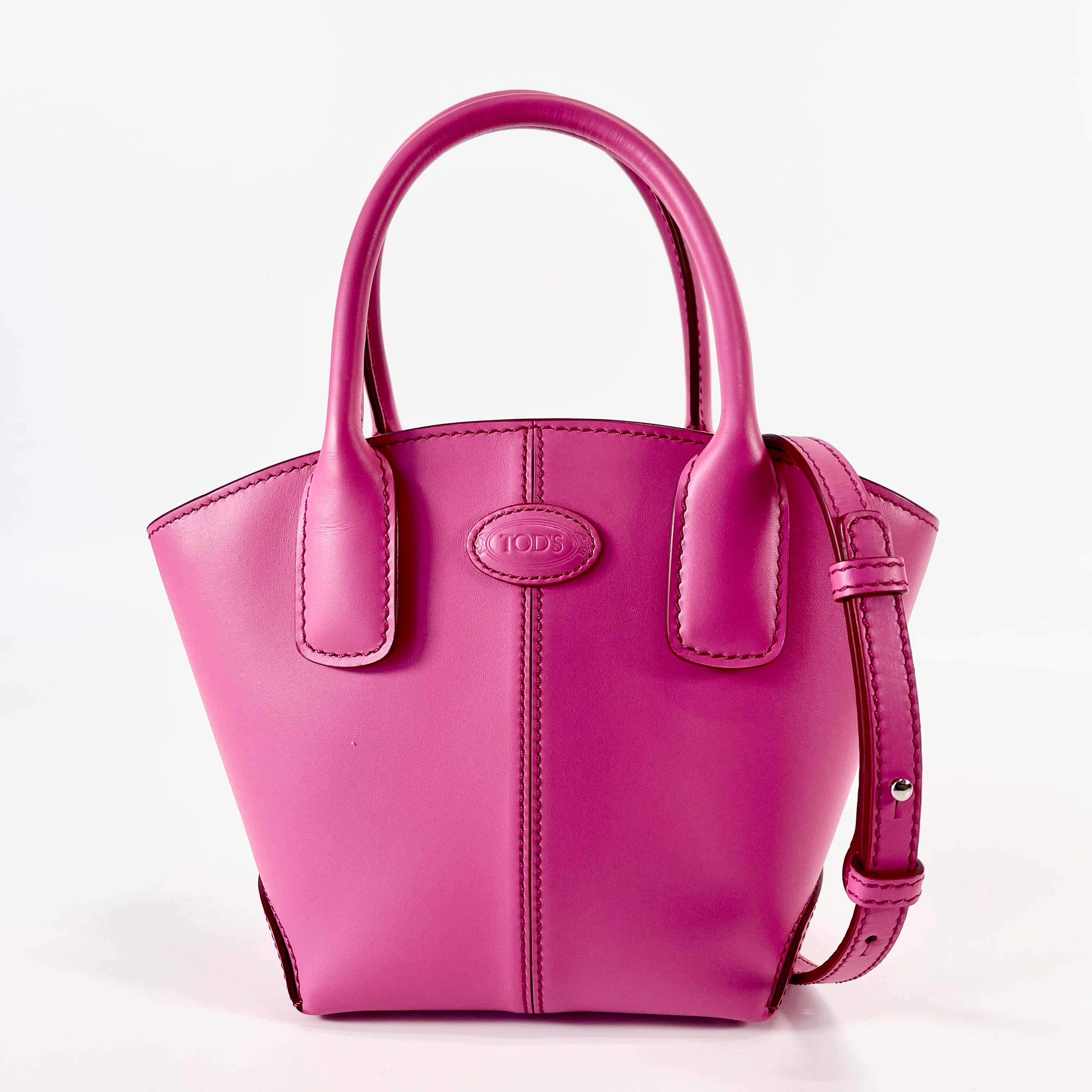 2602 secondhand TOD'S leather 2WAY hand bag pink