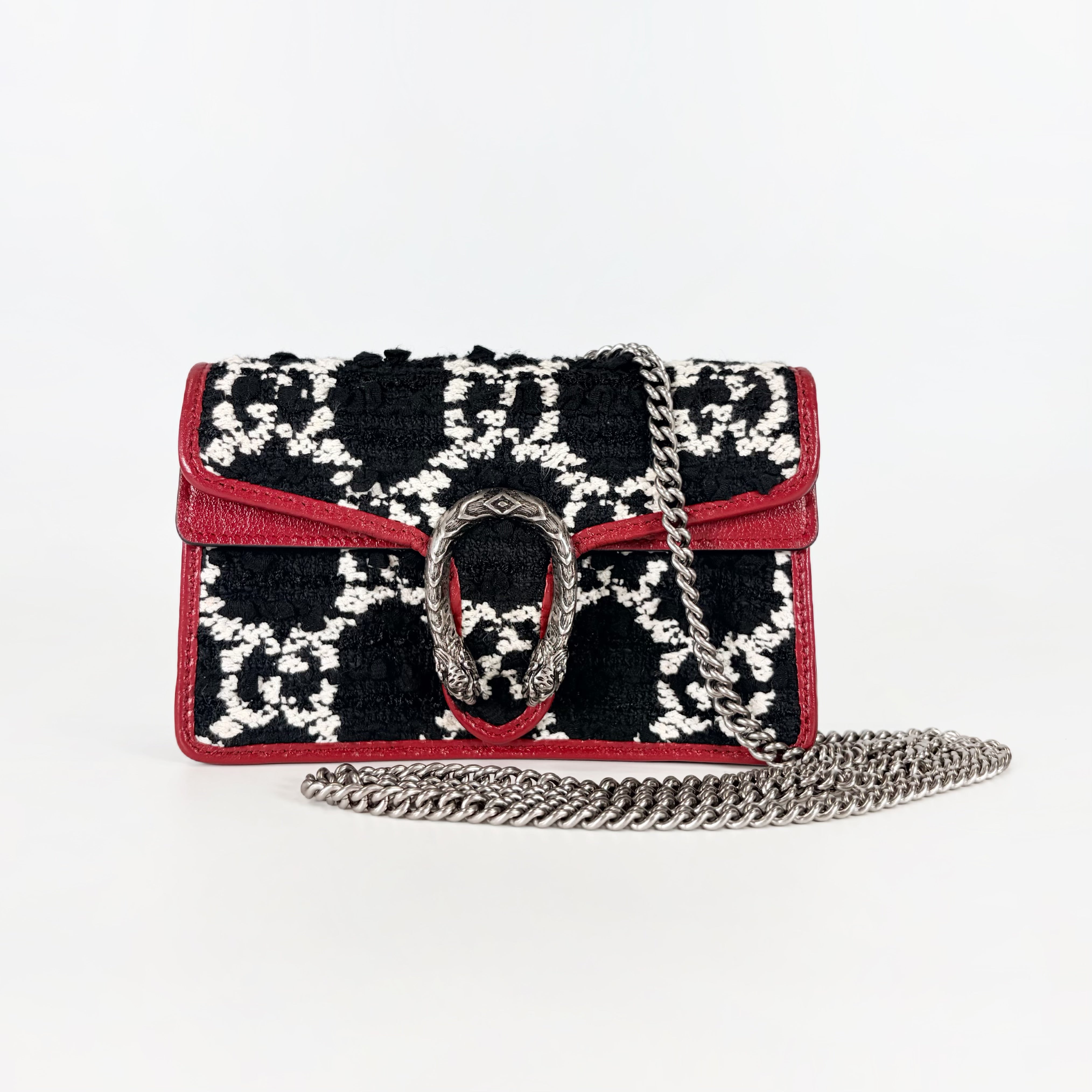 2604 secondhand GUCCI Dionysus GG wool Chain Shoulder Bag