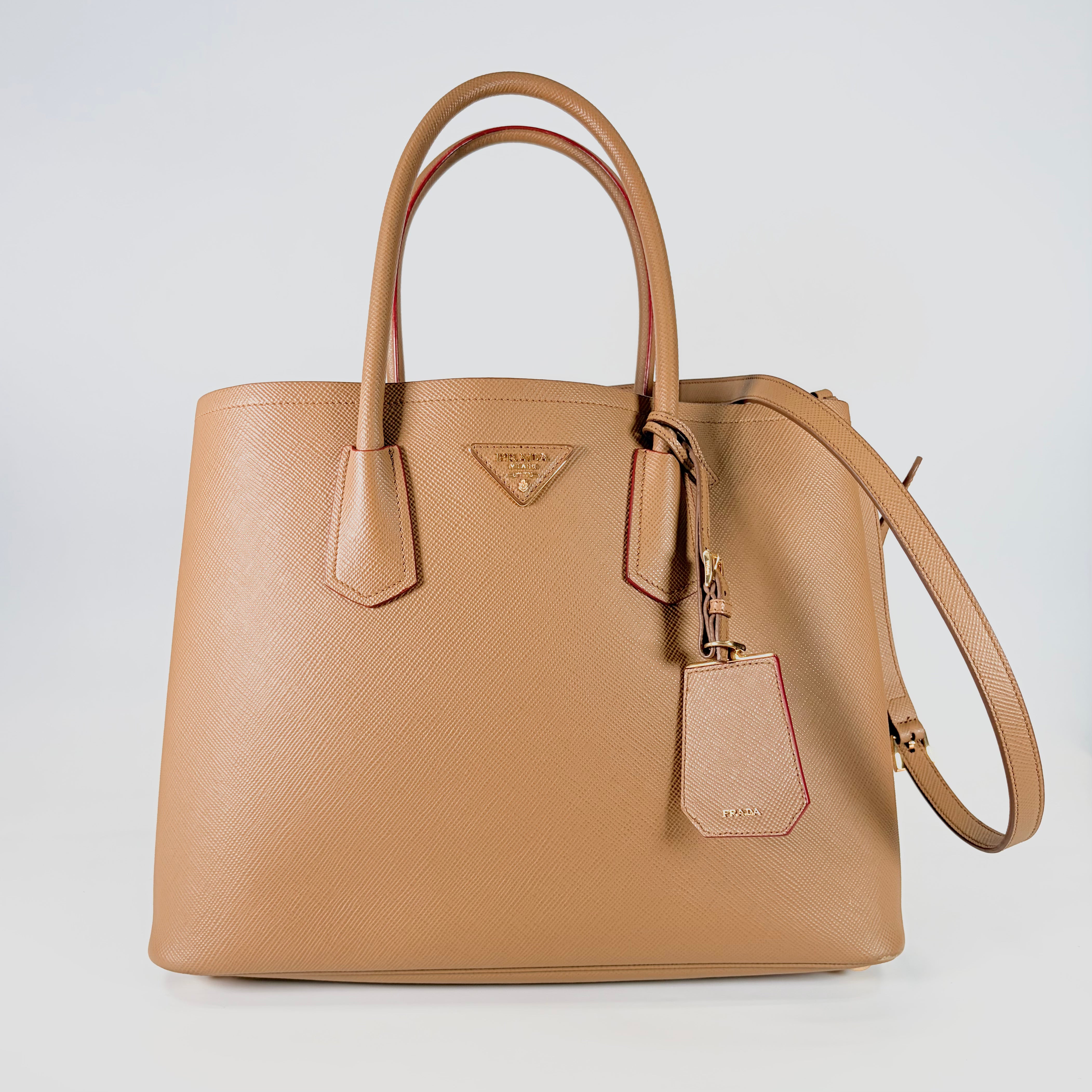 2605 secondhand PRADA 2way hand Saffiano Brown