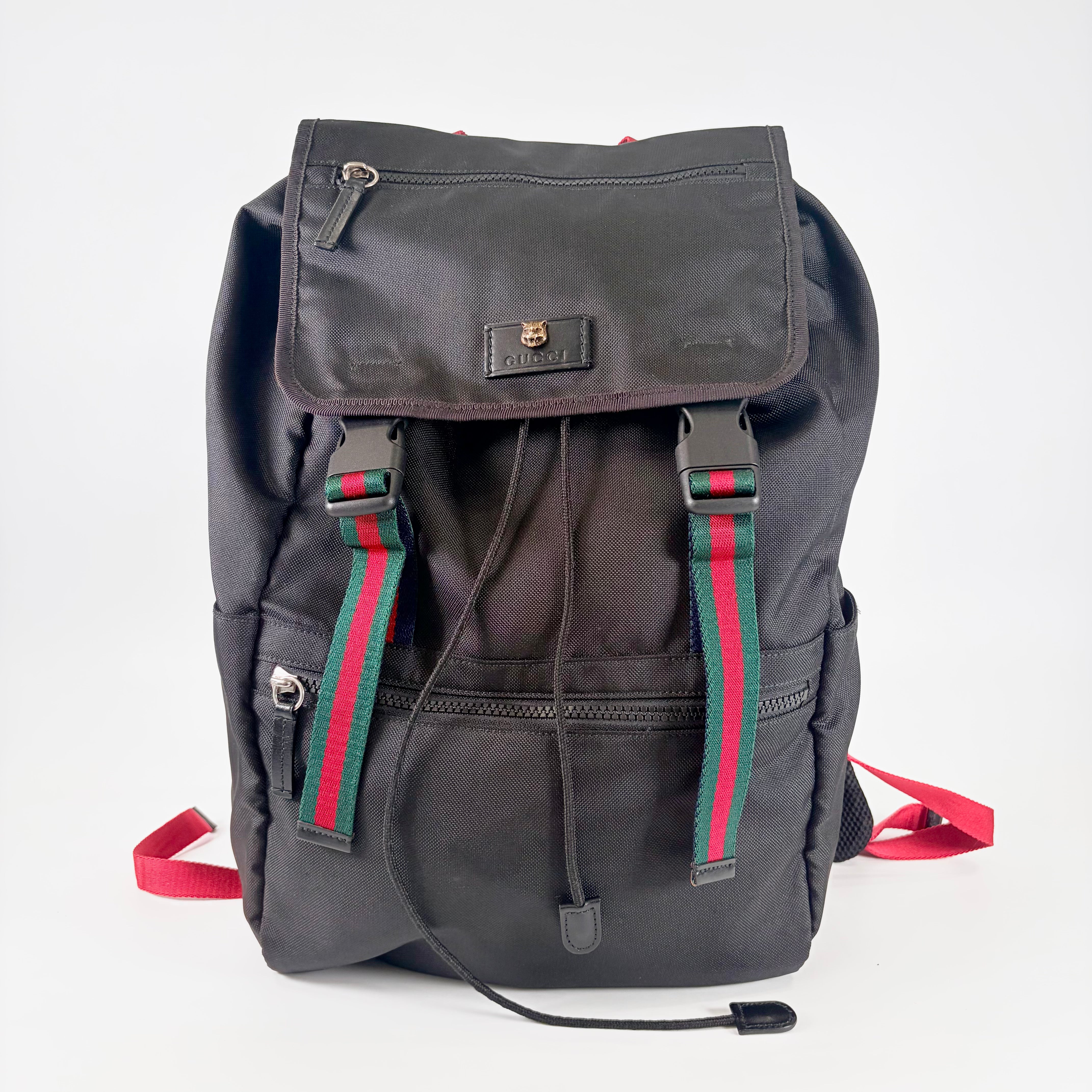 2605 secondhand GUCCI brand bag 450982 canvas Sherry backpack black