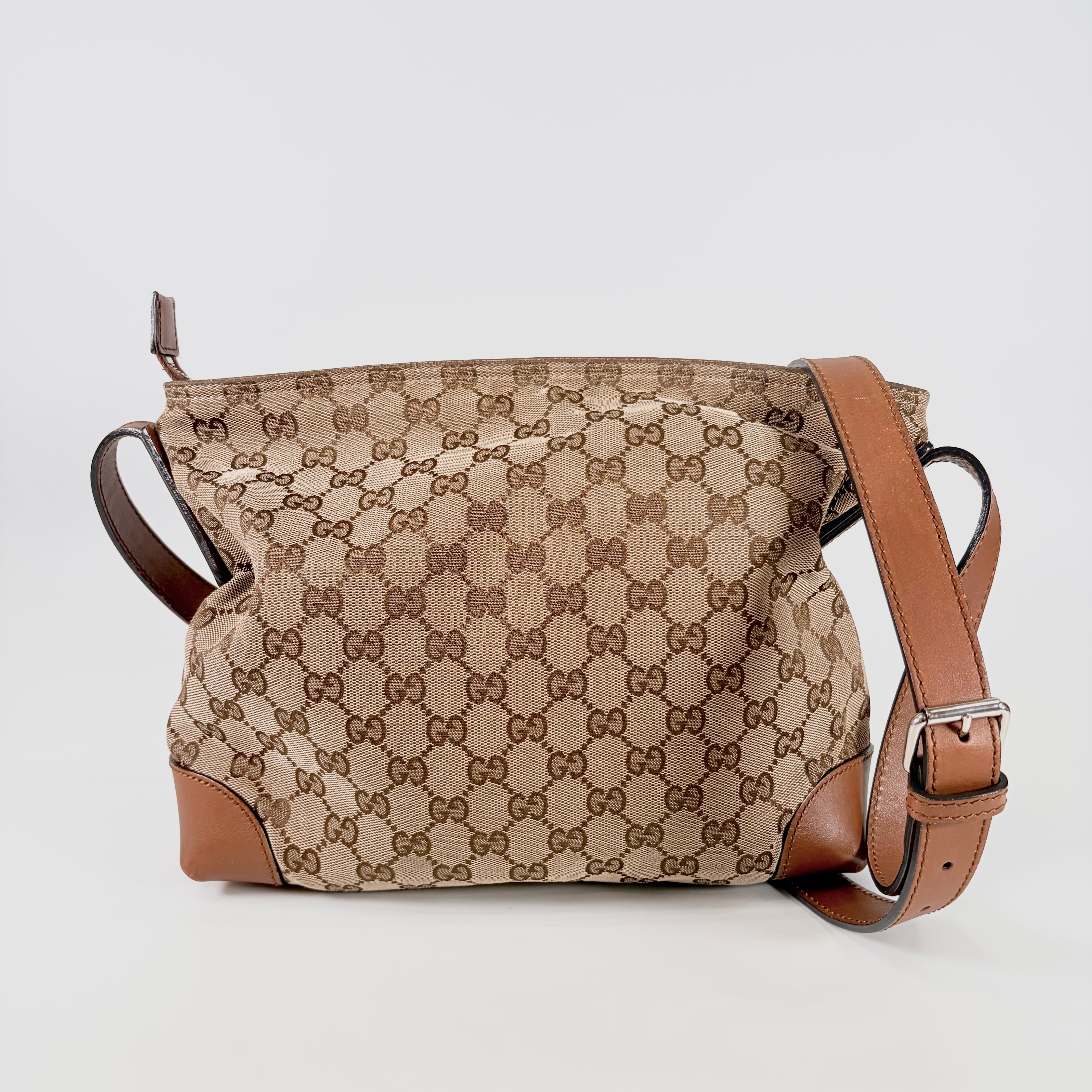 2605 secondhand GUCCI 337598■GG canvas Sherry line 337598 leather Shoulder bag shoulder bag / Crossbody Bag
