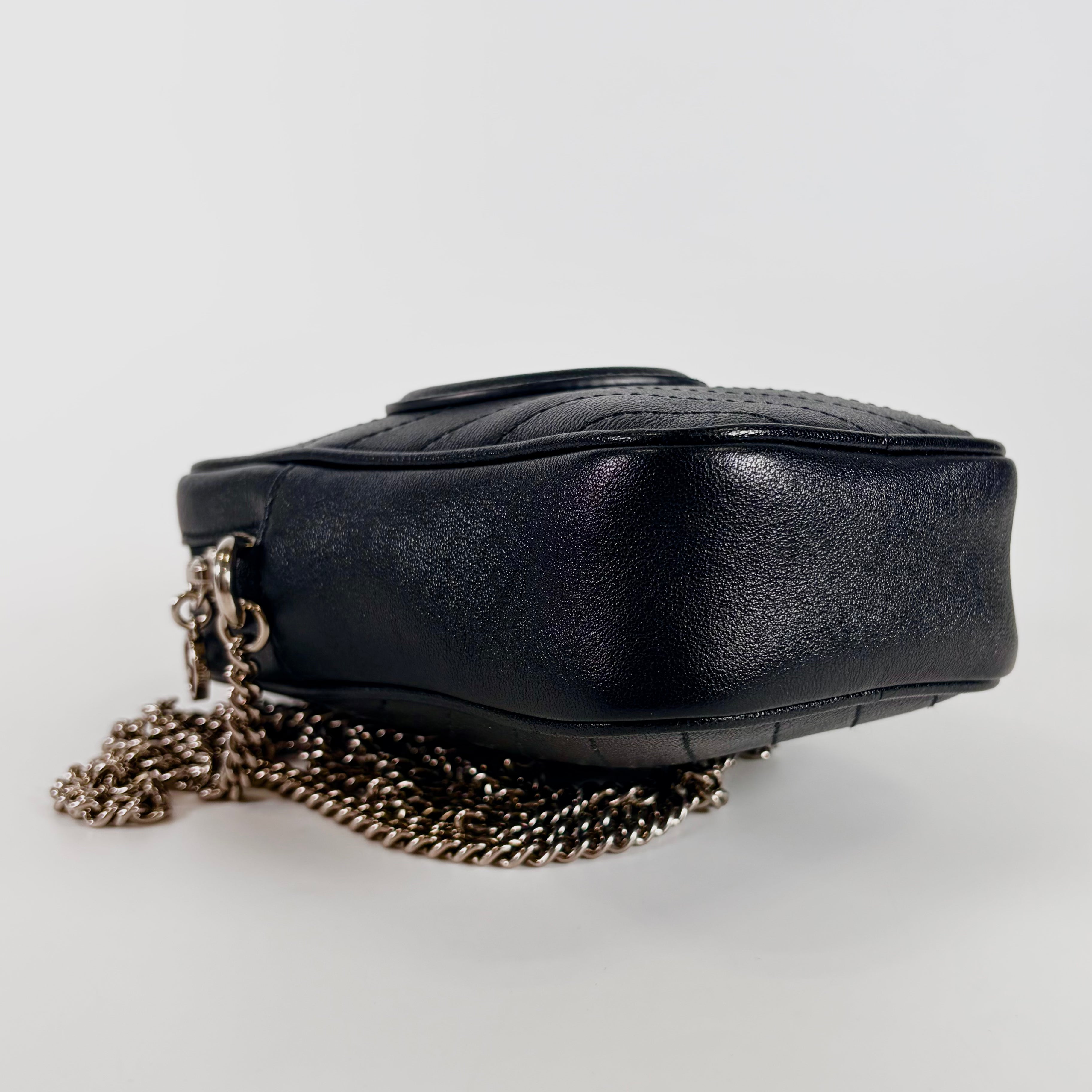 2605 secondhand GUCCI brand bag 760315 leather Blondie mini chain black