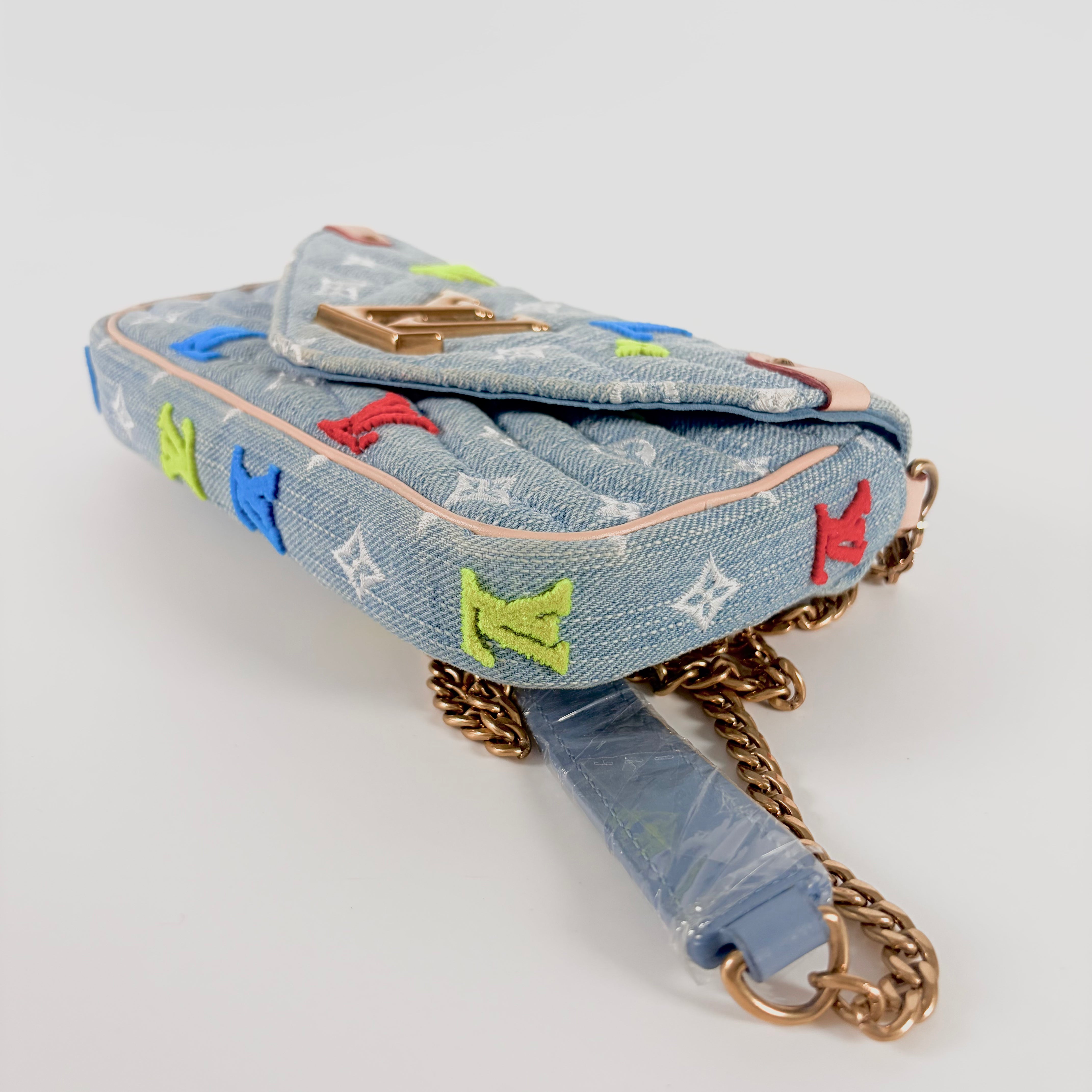 2605 secondhand LV New Wave M67531 denim Pochette chain Multicolor TJ1179 shoulder strap