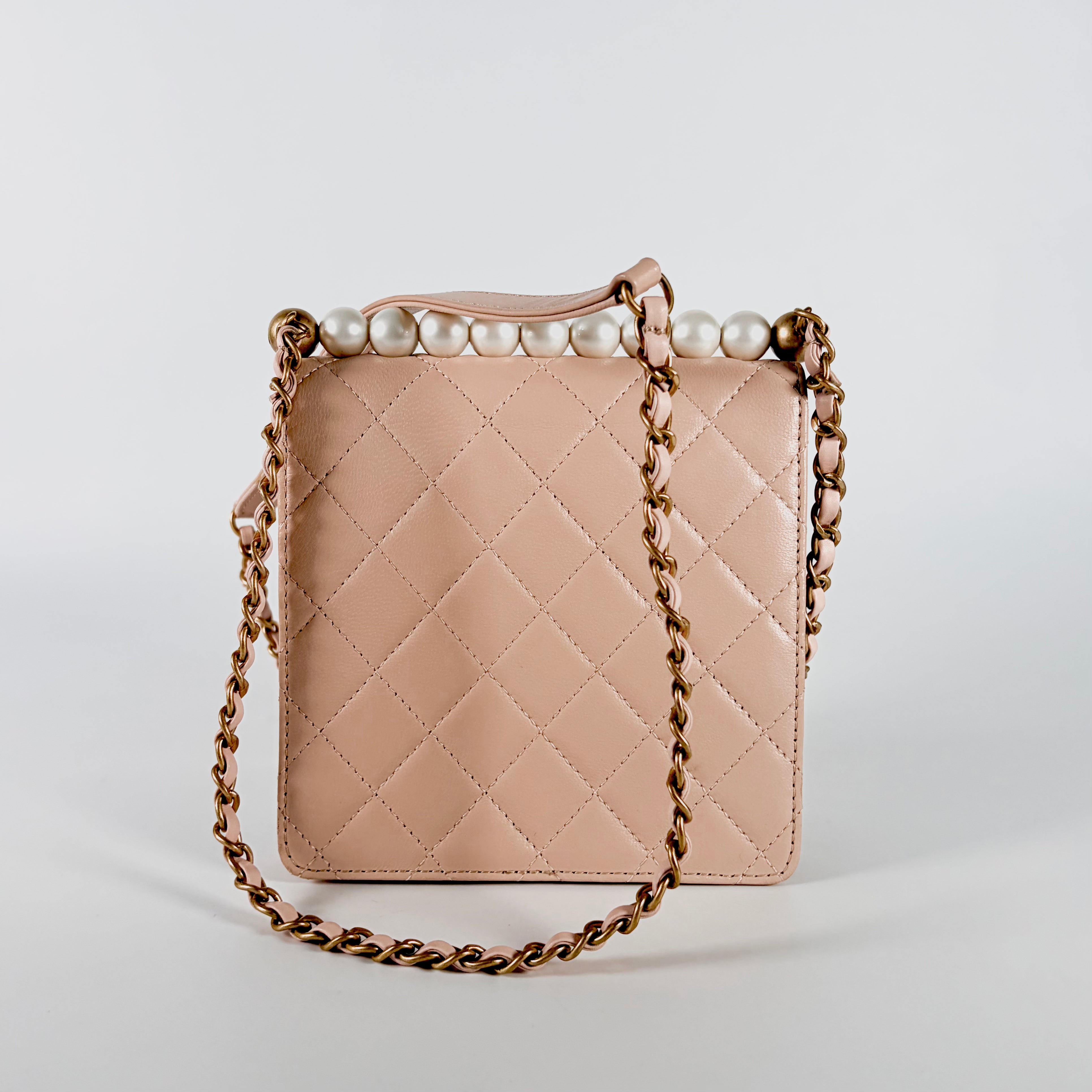 2605 secondhand CHANEL Matelasse Rum Chain Shoulder pink 23