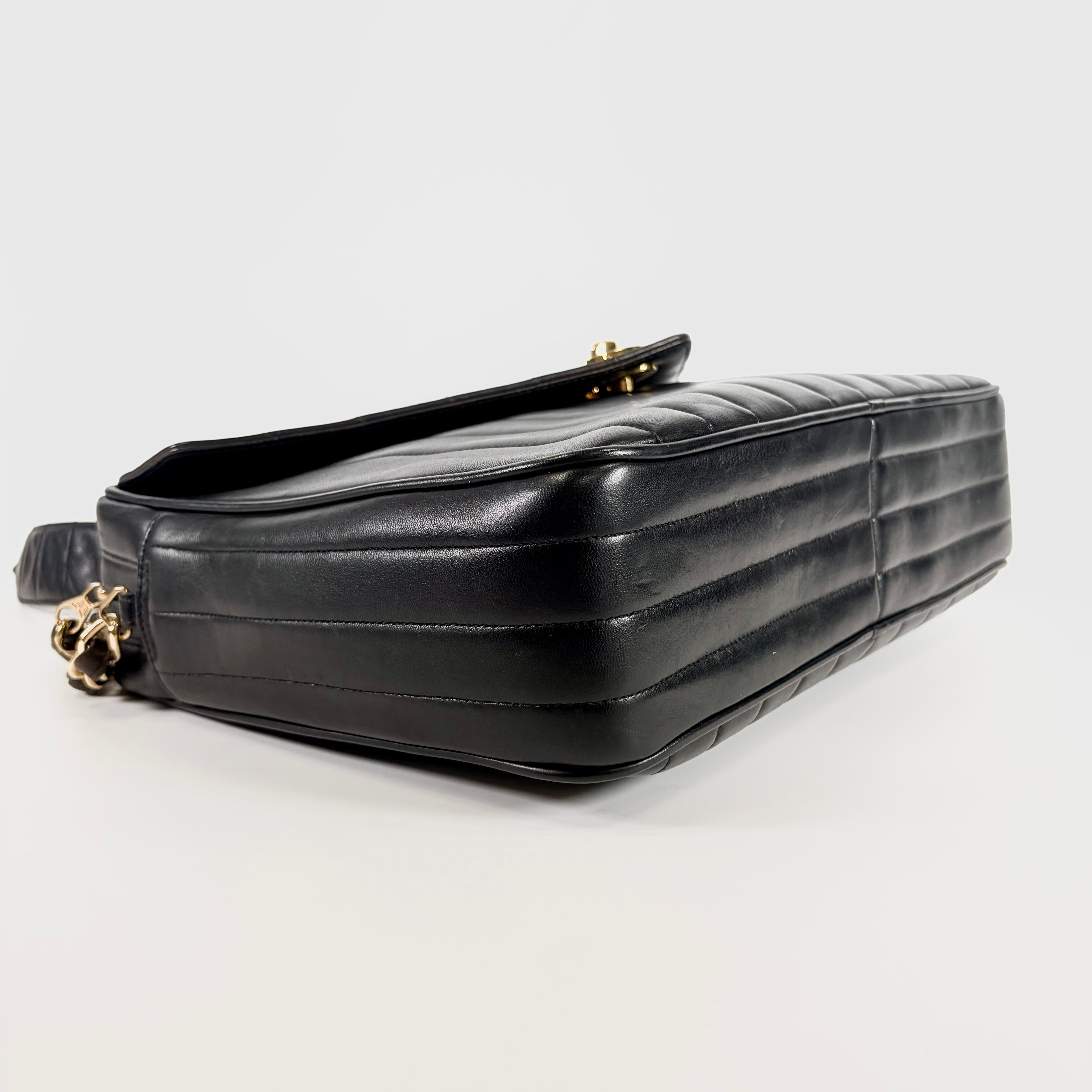 2604 secondhand CHANEL lambskin Mademoiselle Big Matelasse black
