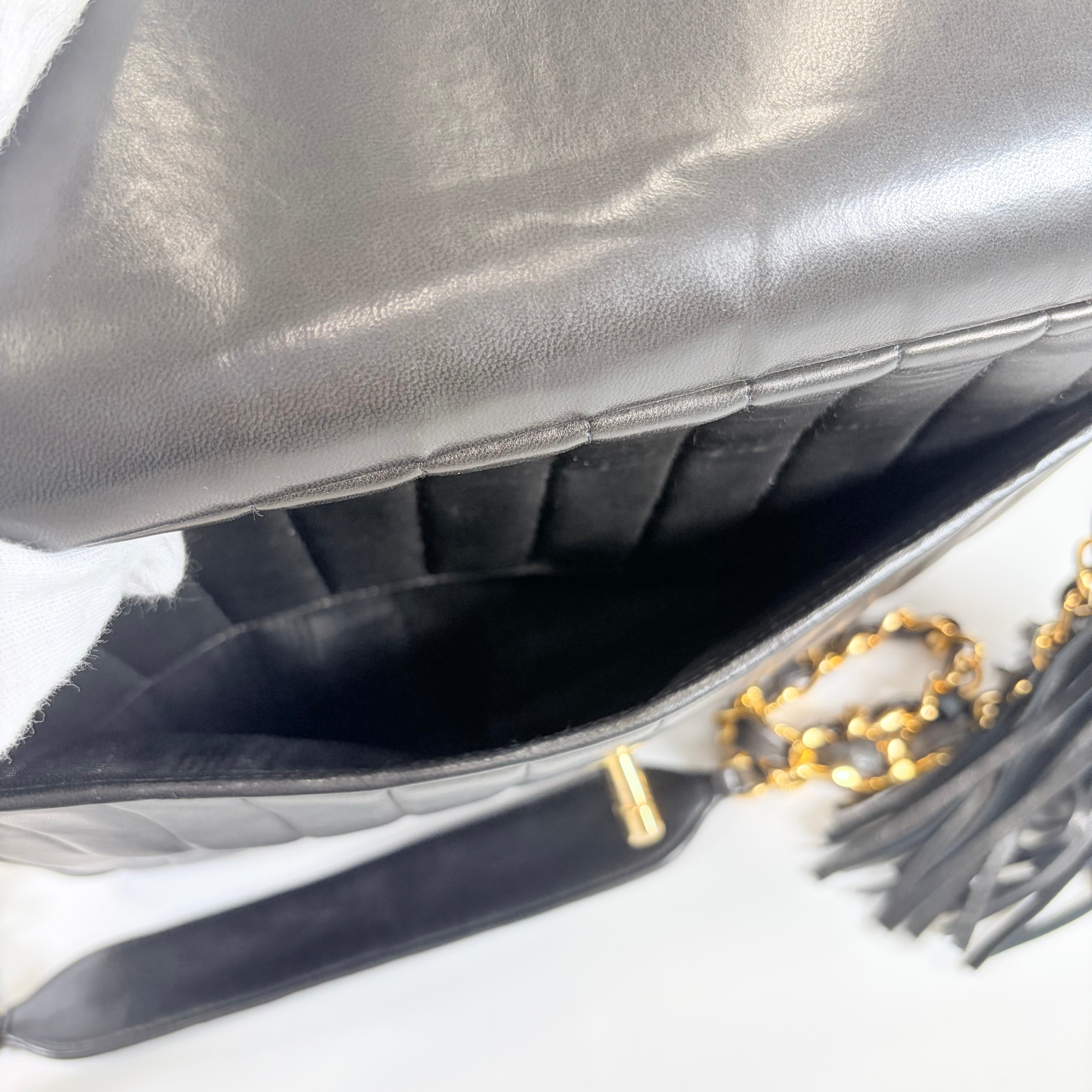 2604 secondhand CHANEL lambskin Mademoiselle Big Matelasse black