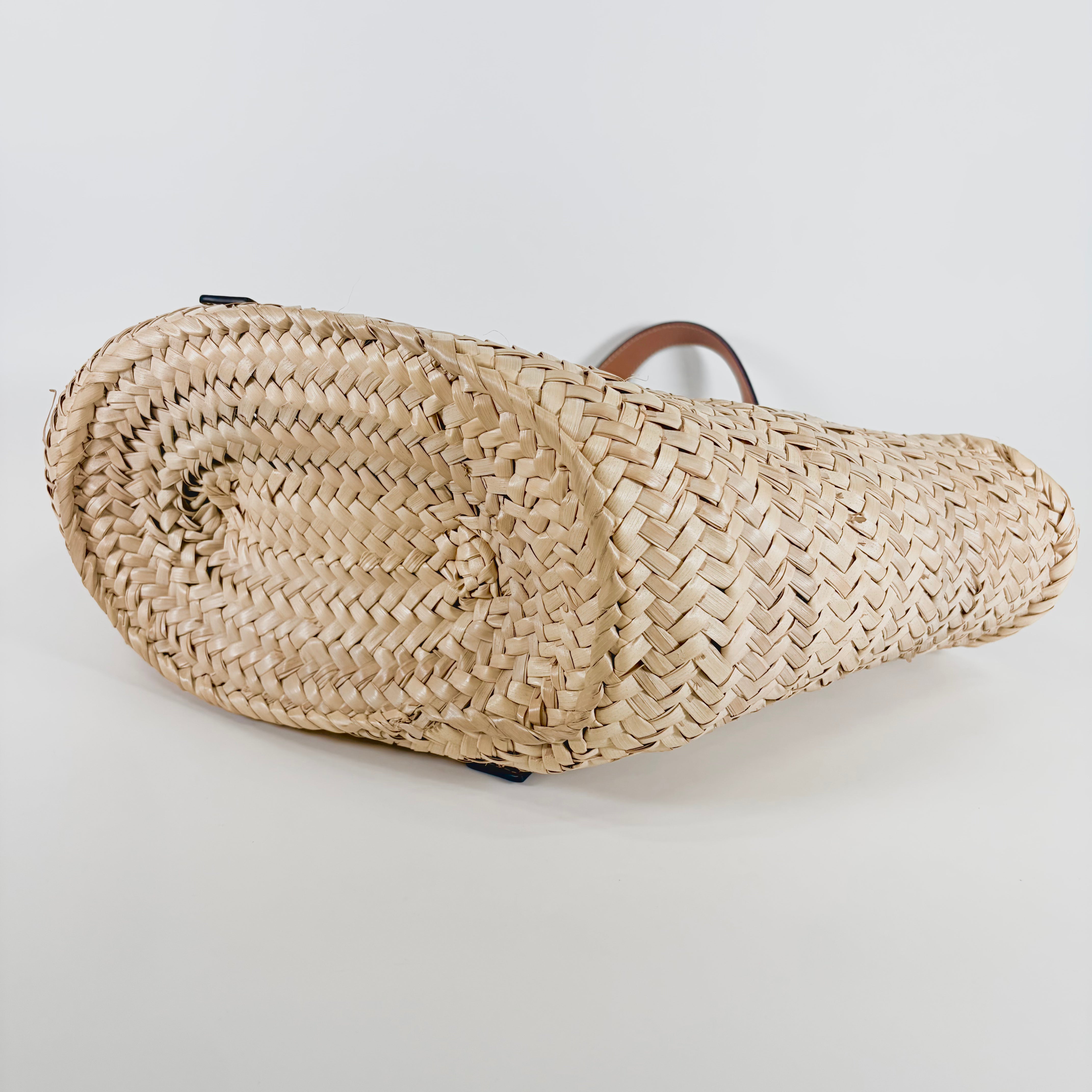 2605 secondhand LOEWE straw bag Medium Brown