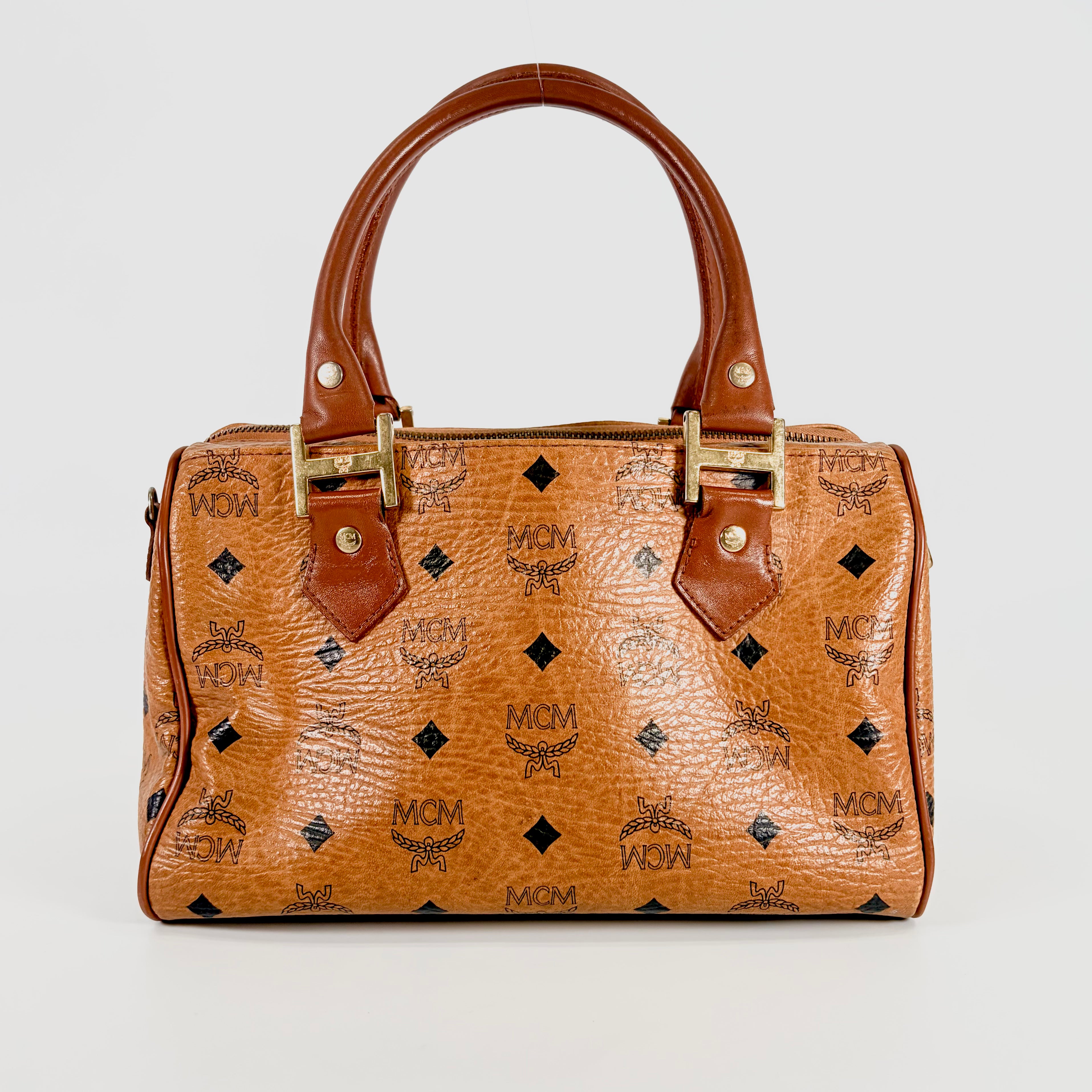 2605 secondhand MCM Visetos mini Boston bag