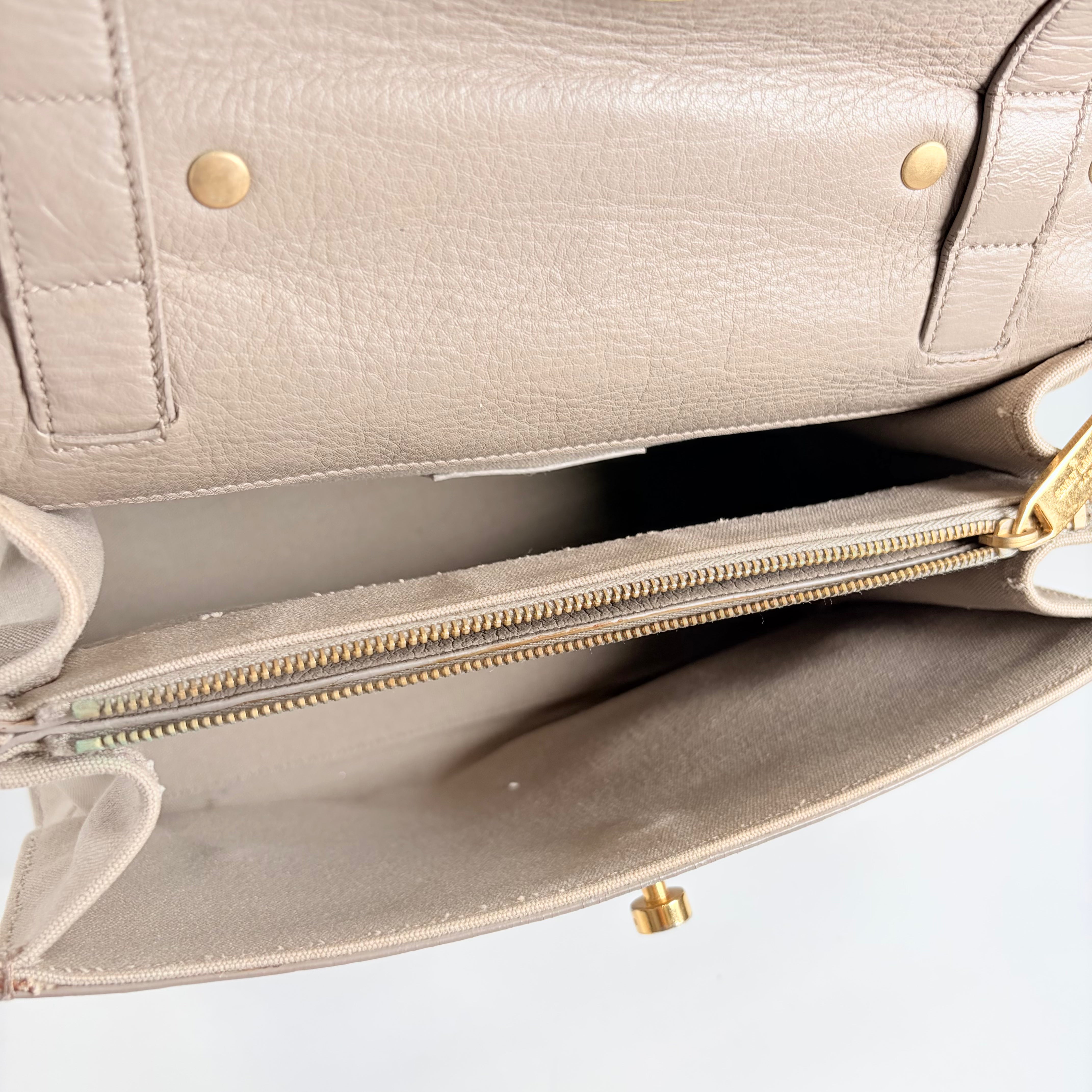 2607 secondhand SAINTLAURENT brand bag 407172 leather / canvas Muse Two 0615 Greige fastener strap 3