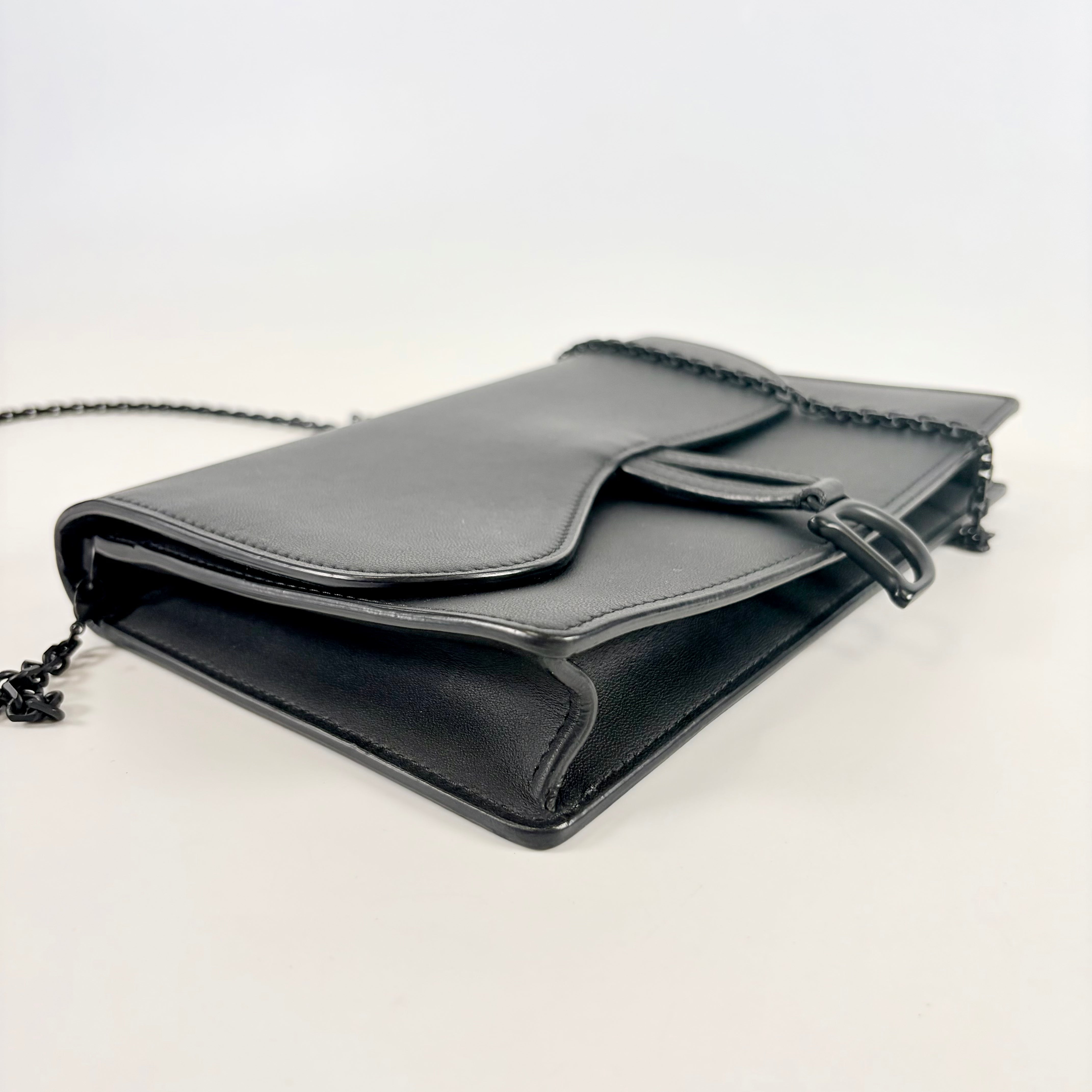 2607 secondhand CD saddle leather Chain Wallet black