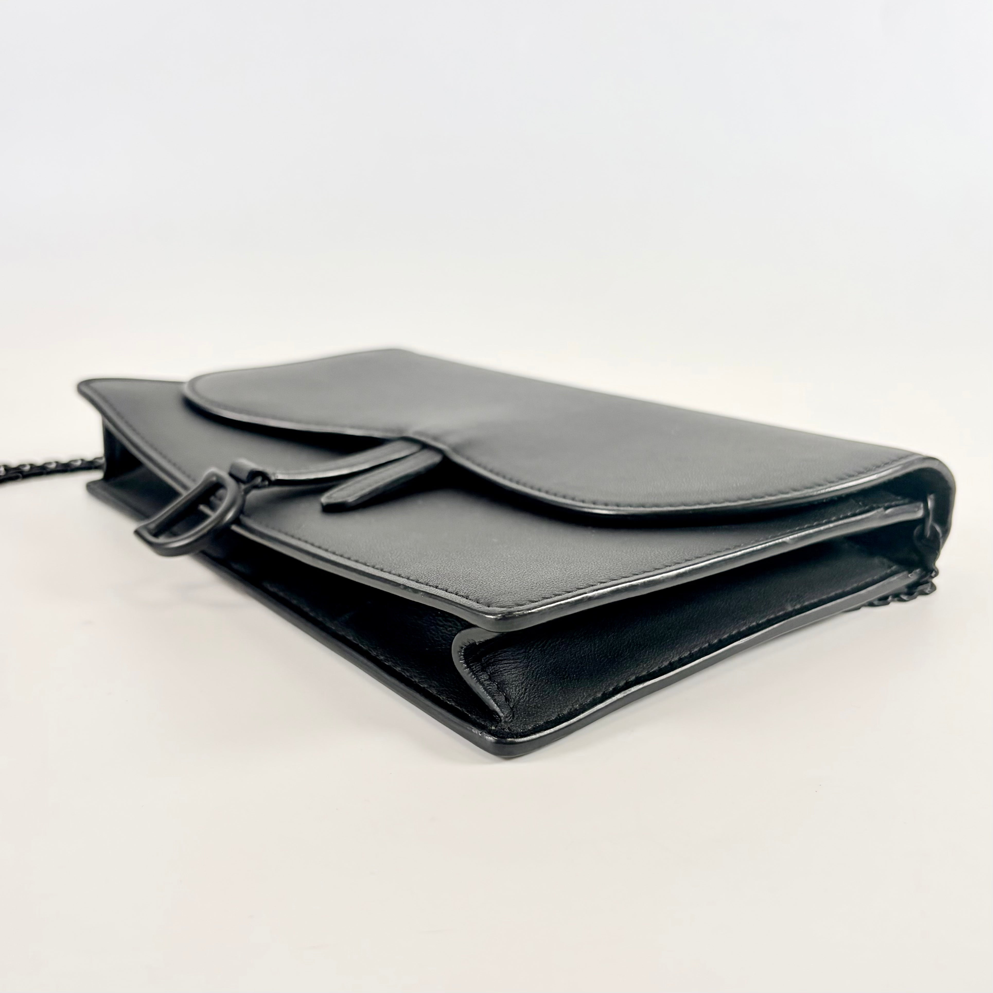 2607 secondhand CD saddle leather Chain Wallet black