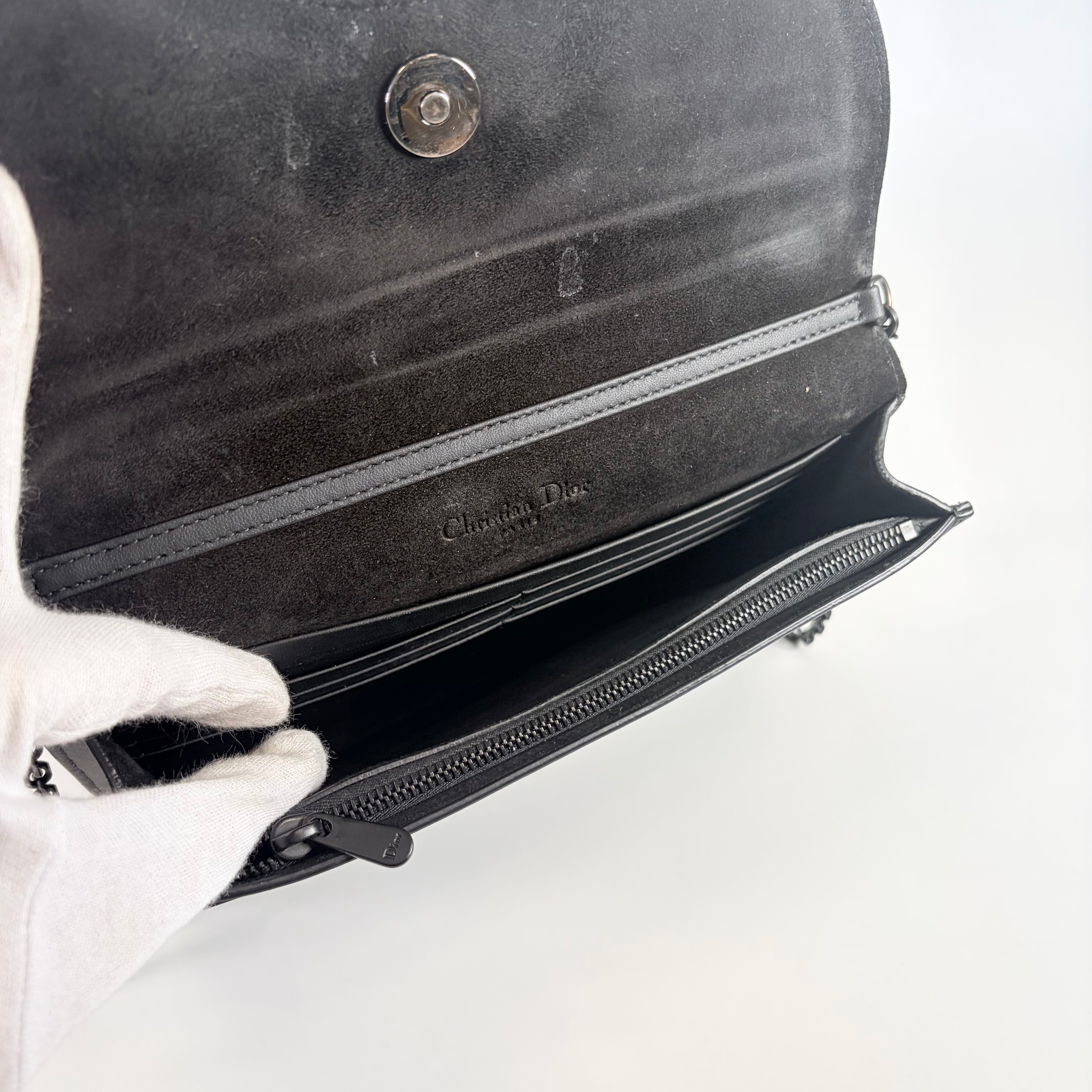 2607 secondhand CD saddle leather Chain Wallet black
