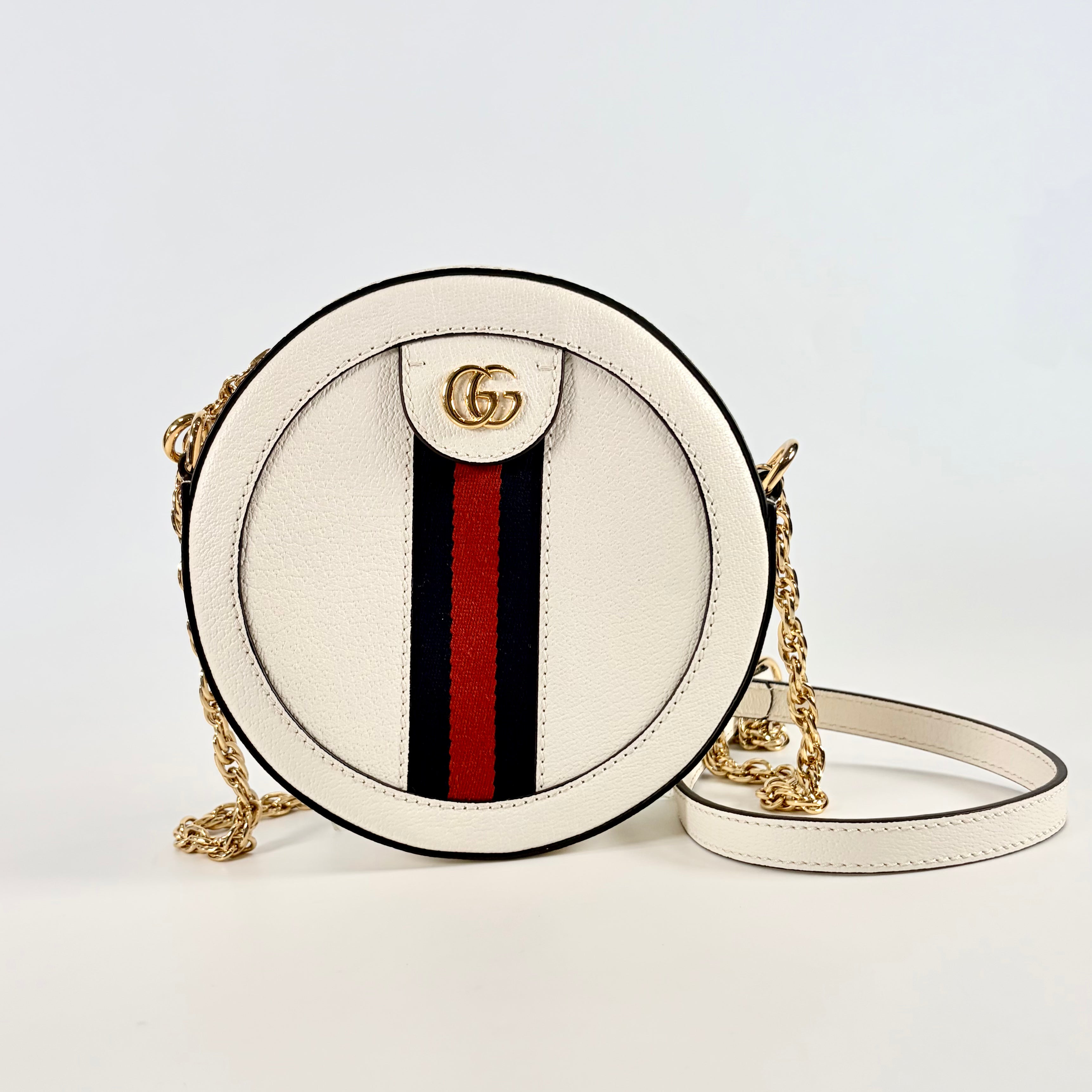 2606 secondhand GUCCI Ophidia leather Chain Shoulder Bag white 550618