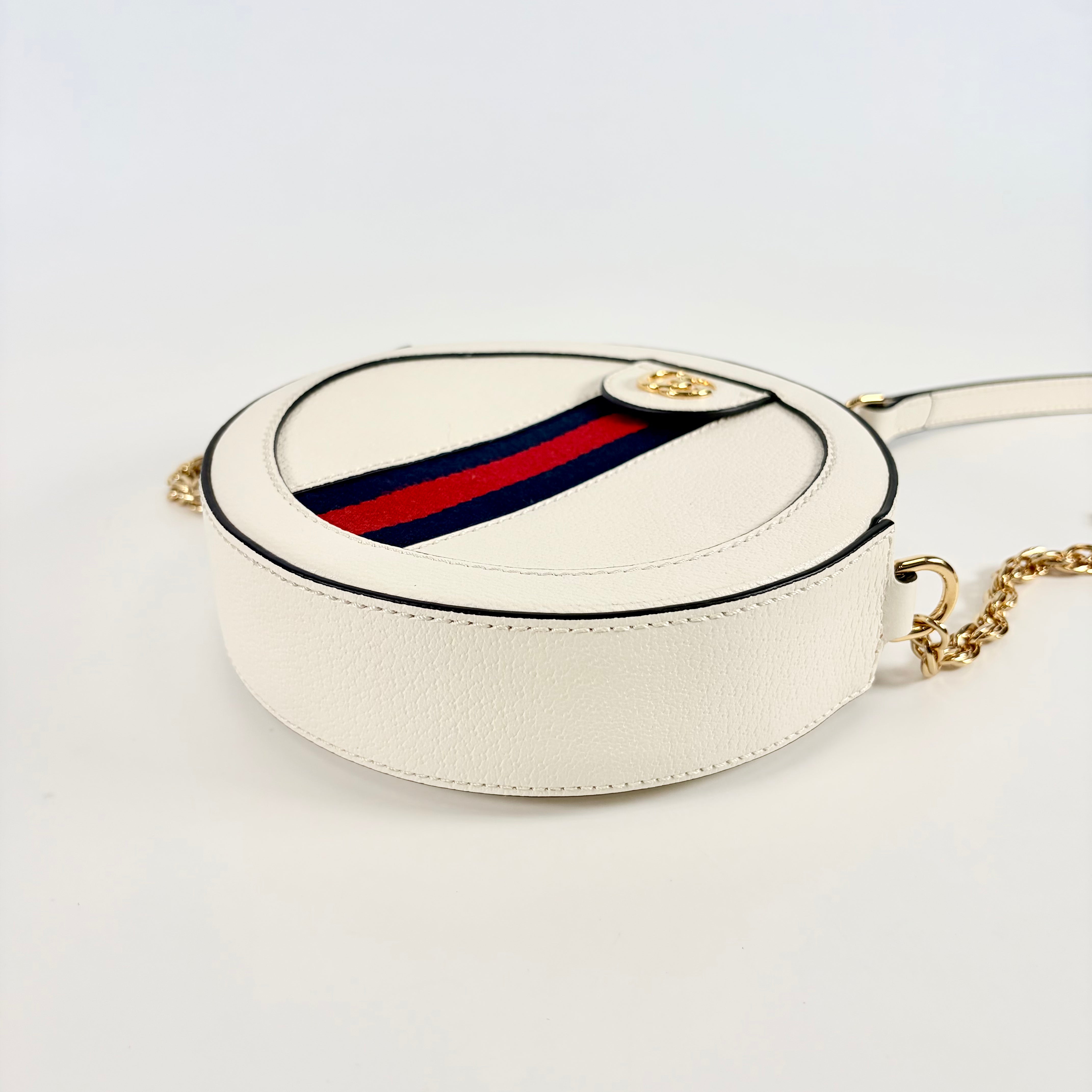 2606 secondhand GUCCI Ophidia leather Chain Shoulder Bag white 550618