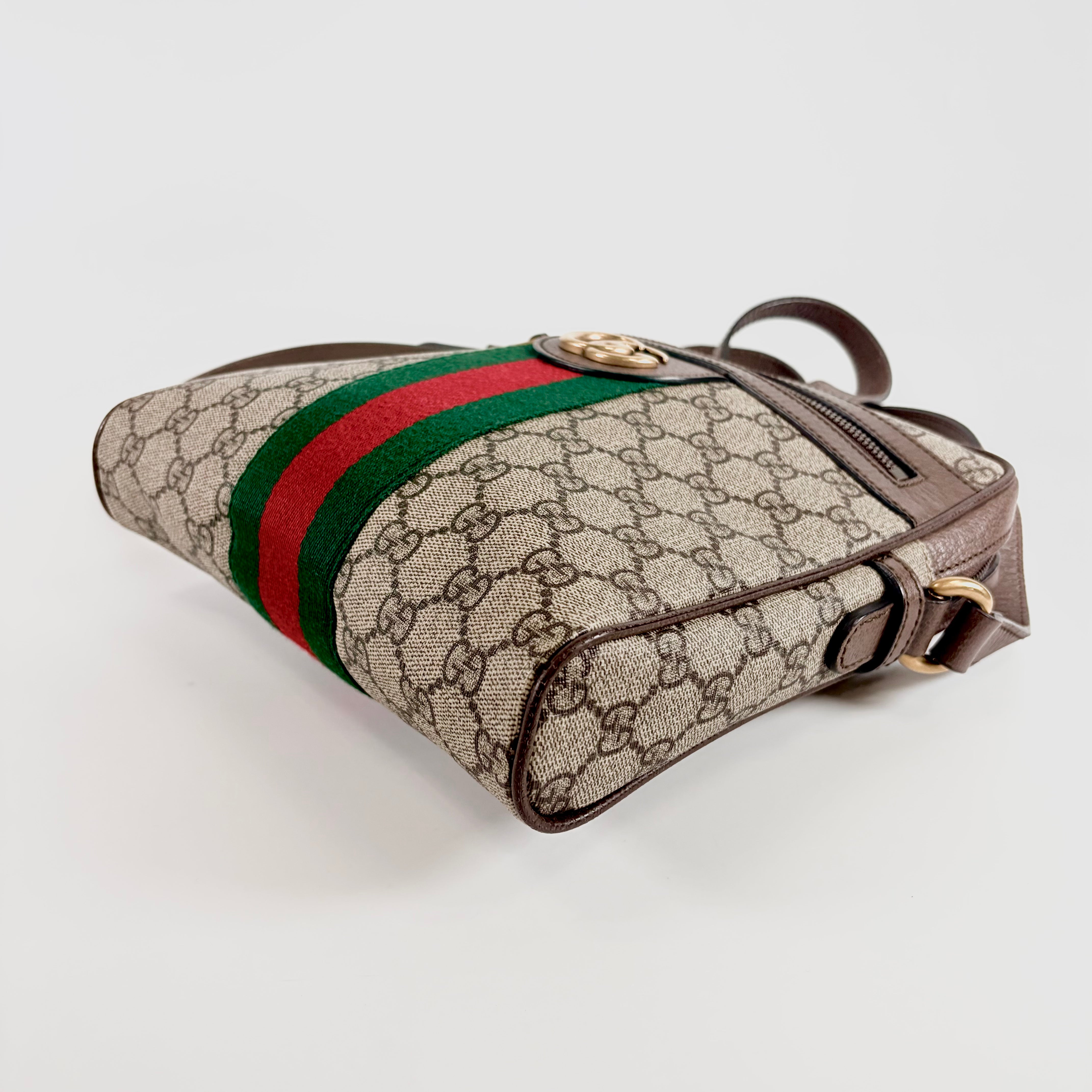 2605 secondhand GUCCI GG Supreme Ophidia PVC× leather Shoulder bag beige 547926