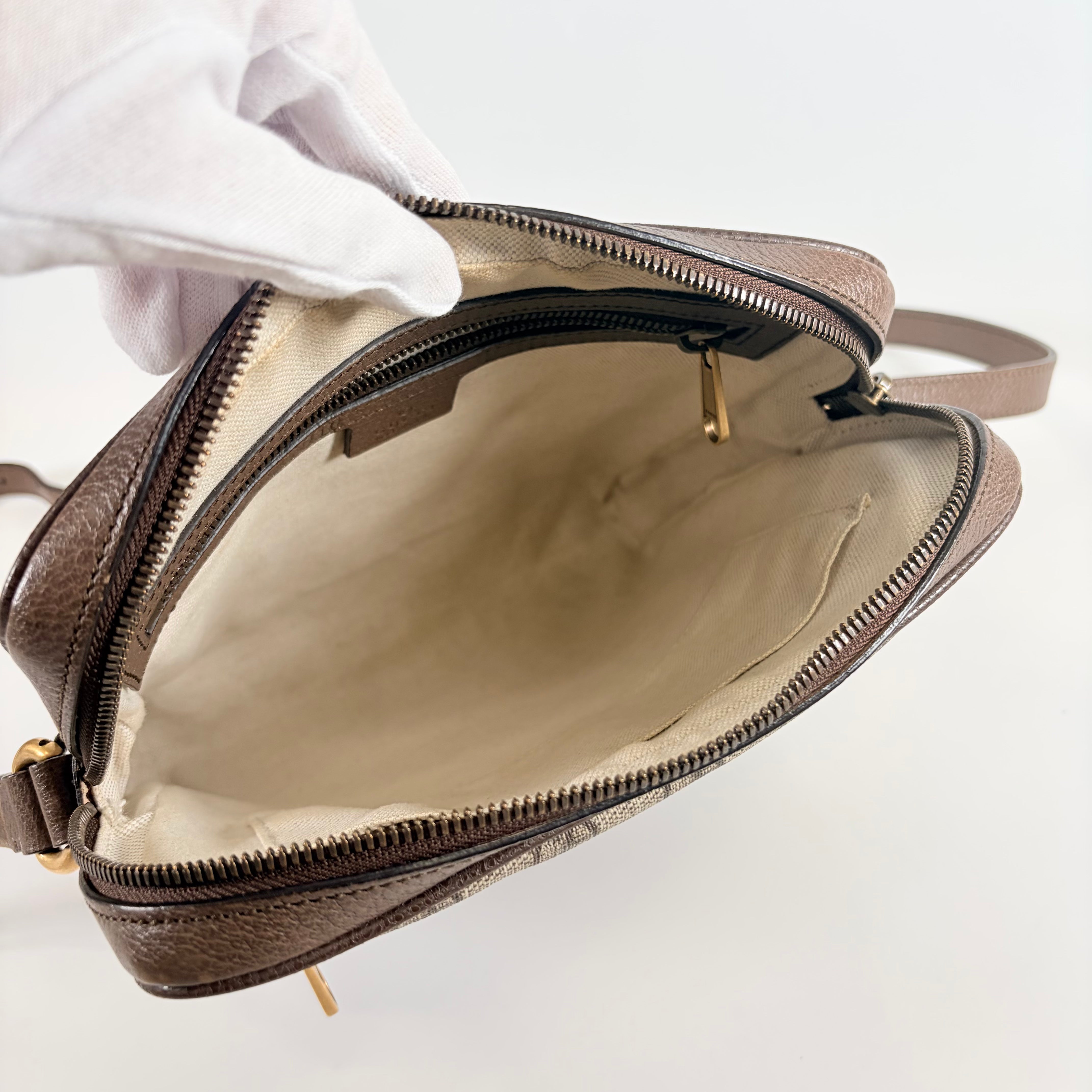 2605 secondhand GUCCI GG Supreme Ophidia PVC× leather Shoulder bag beige 547926