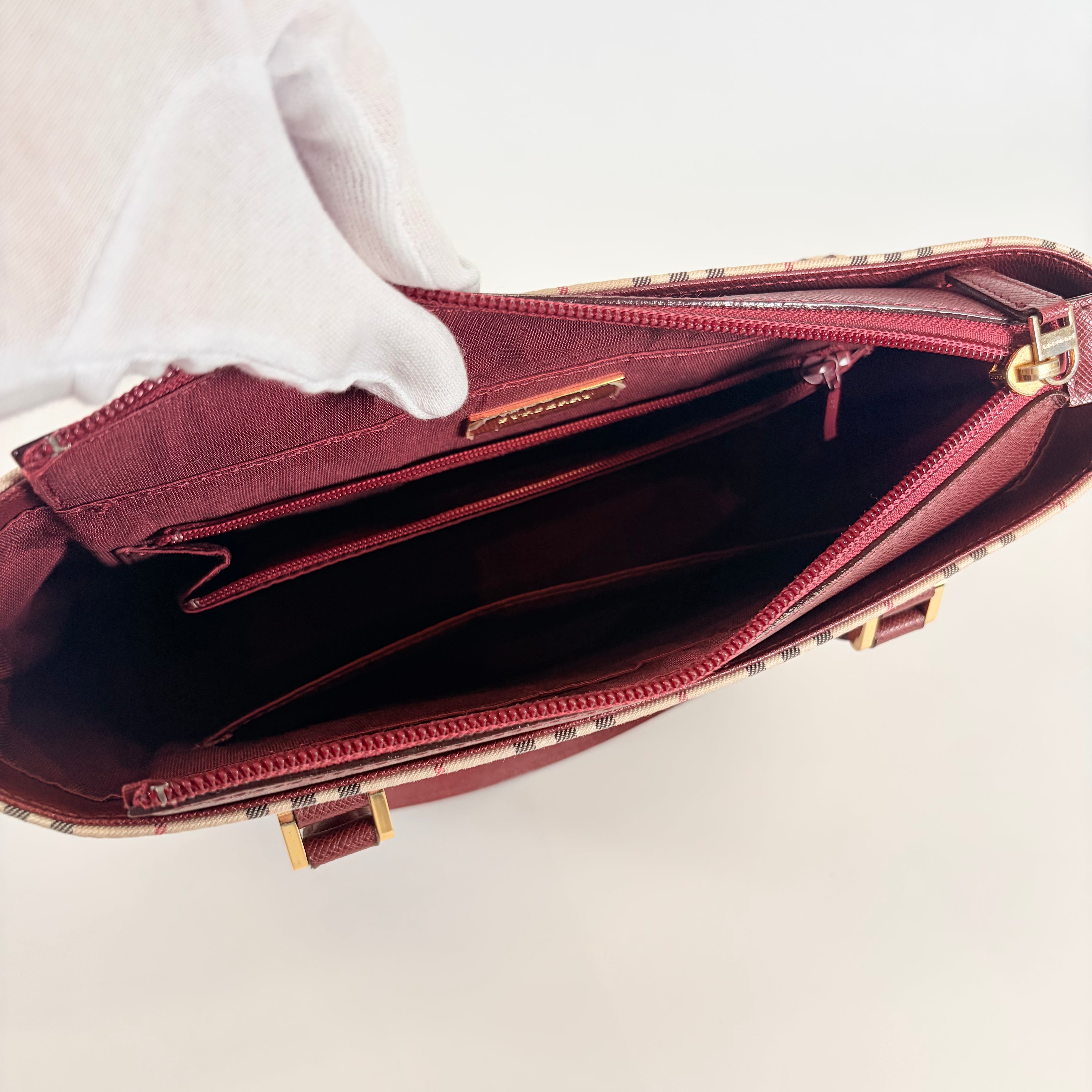 2606 secondhand BURBERRY check hand bag