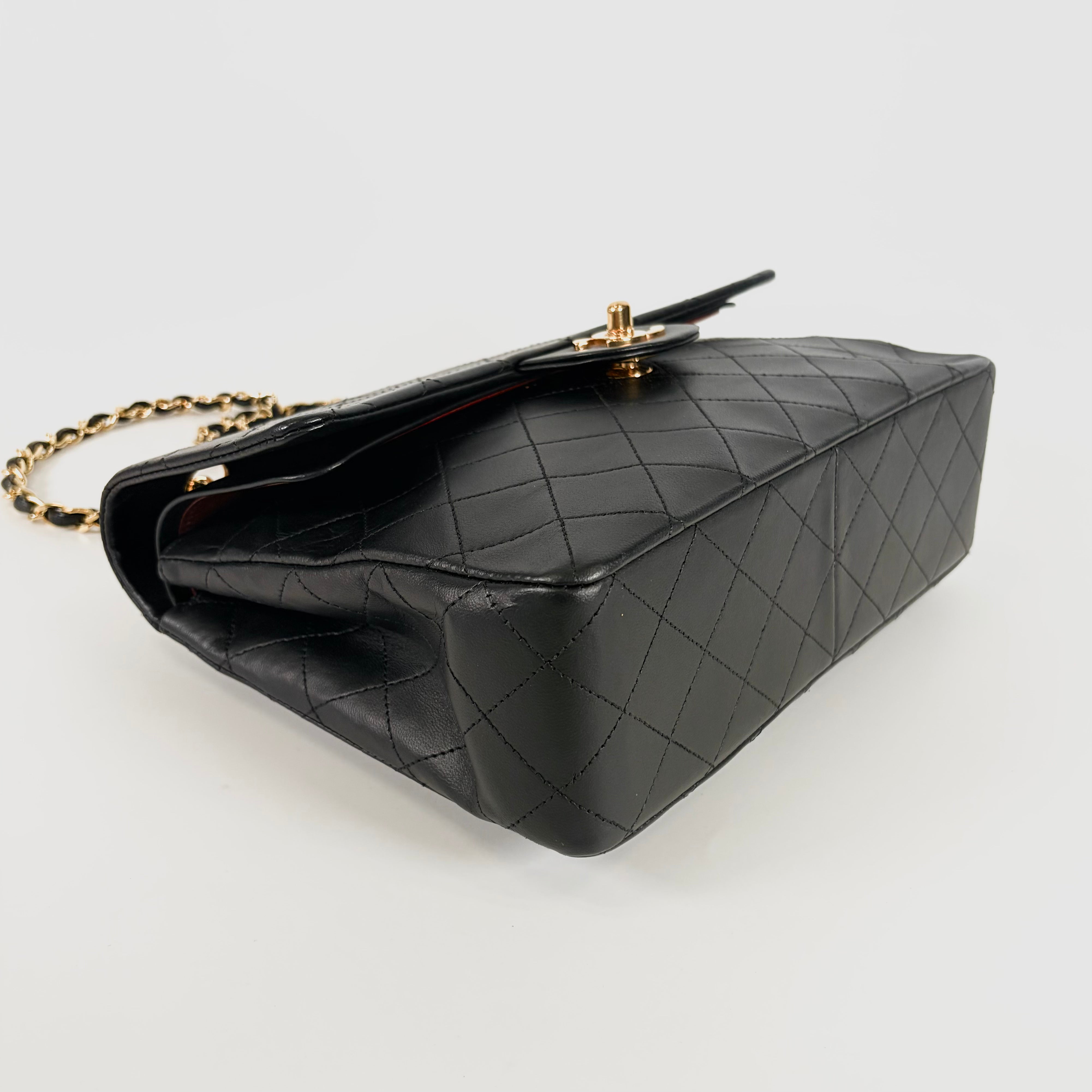 2607 secondhand CHANEL Matelasse 25 W flap chain GD metal fittings black 1058363 drawstring dust bag ()