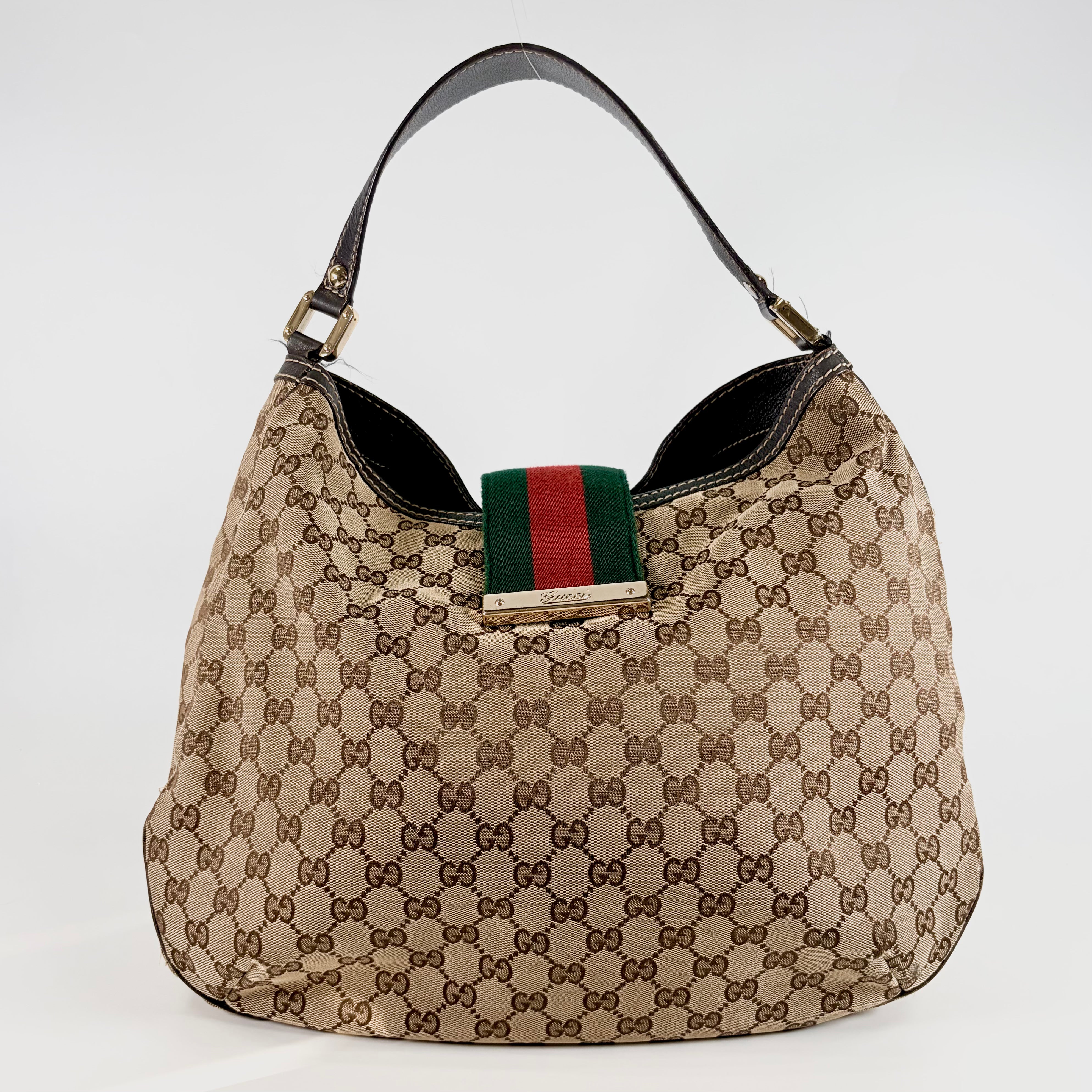 2607 secondhand GUCCI Web GG Canvas Hobo Shoulder Bag