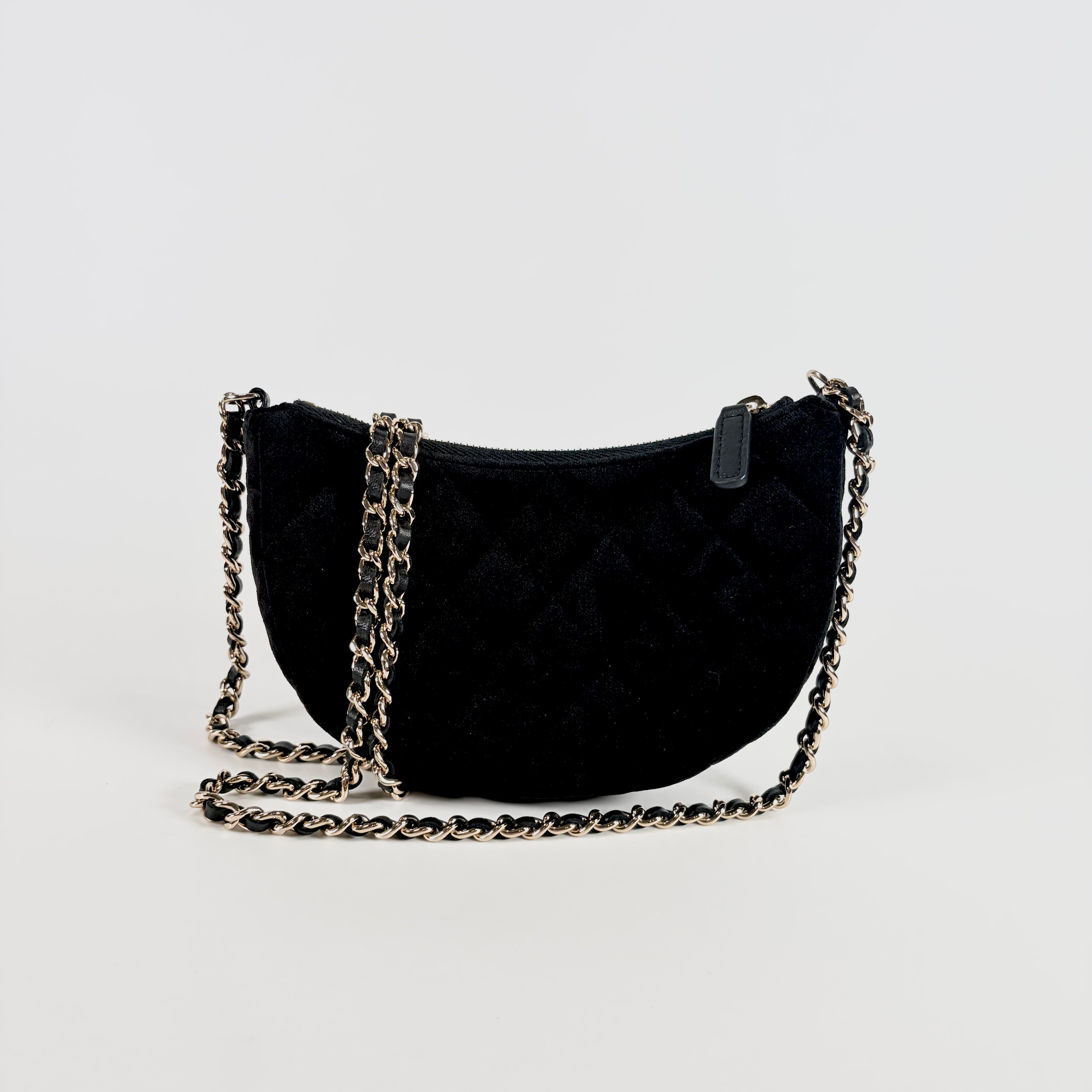 2608 secondhand CHANEL velvet Chain Shoulder Bag