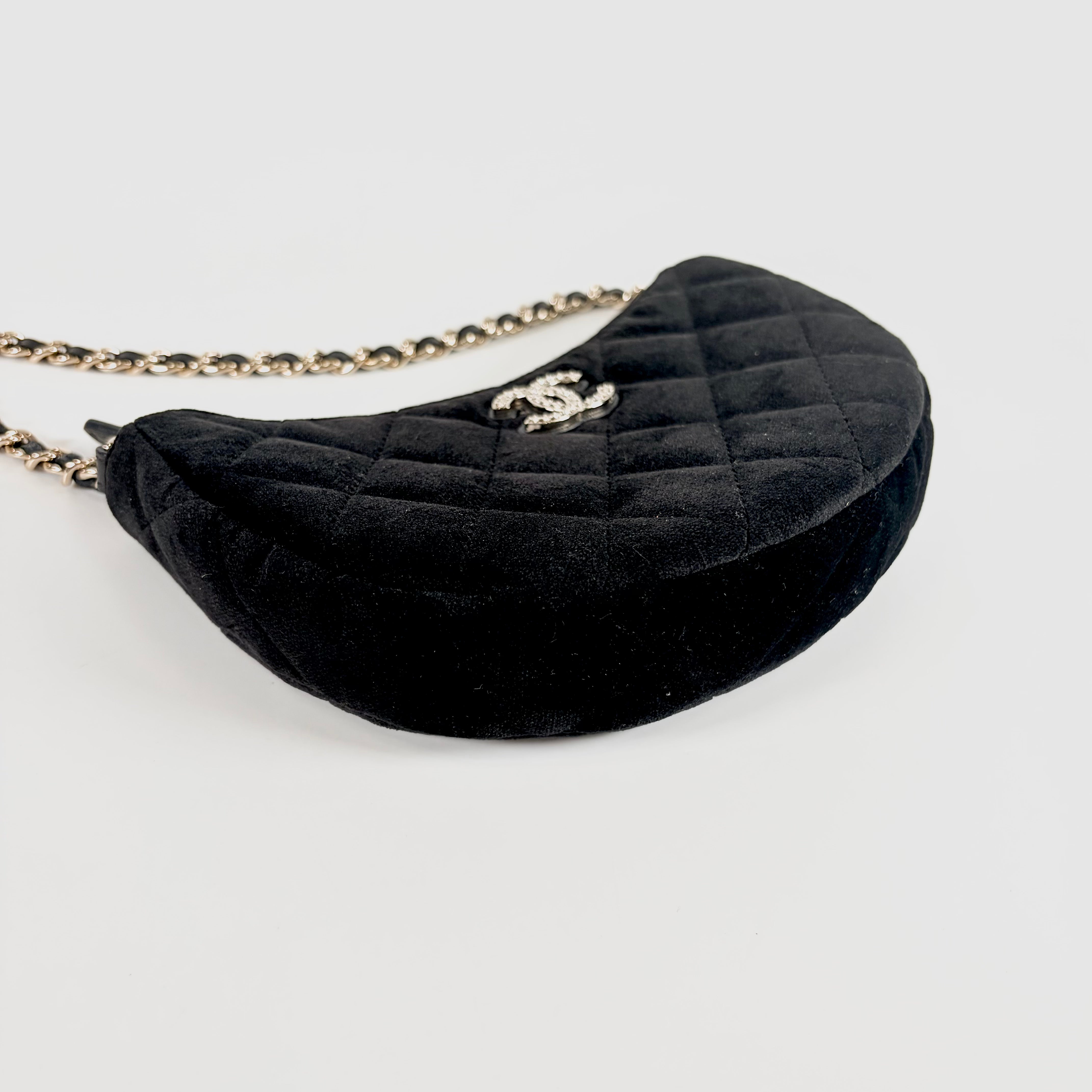 2608 secondhand CHANEL velvet Chain Shoulder Bag
