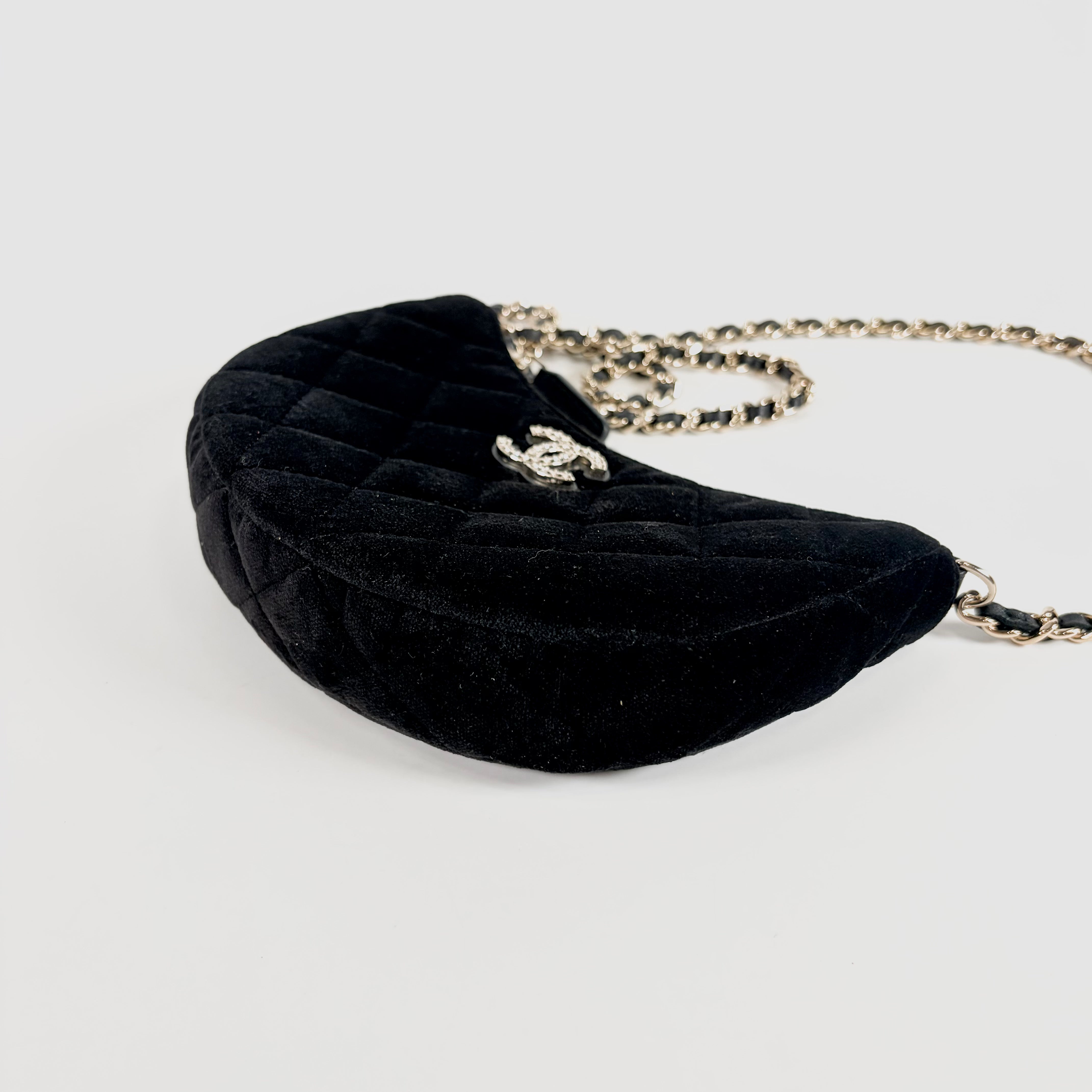 2608 secondhand CHANEL velvet Chain Shoulder Bag