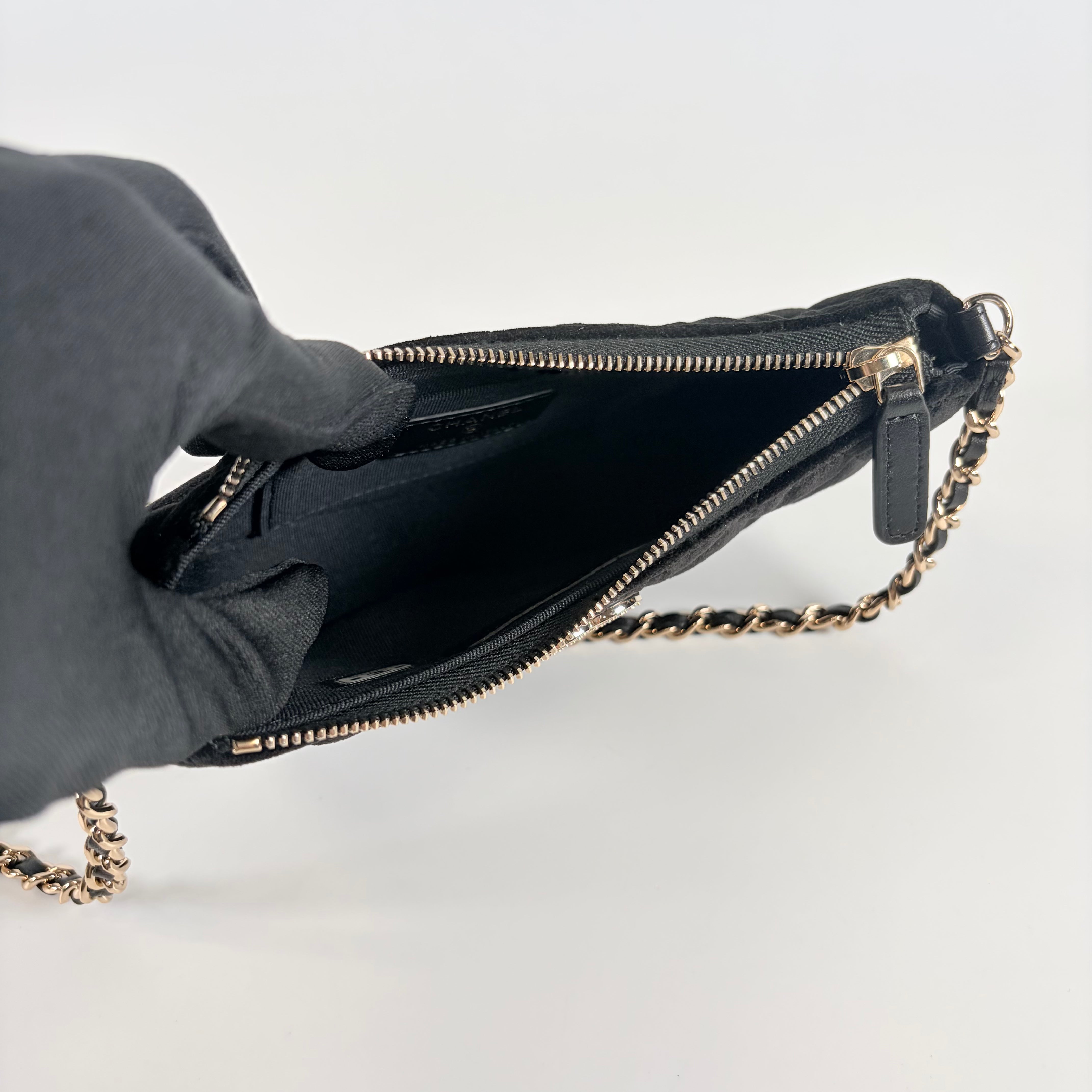2608 secondhand CHANEL velvet Chain Shoulder Bag