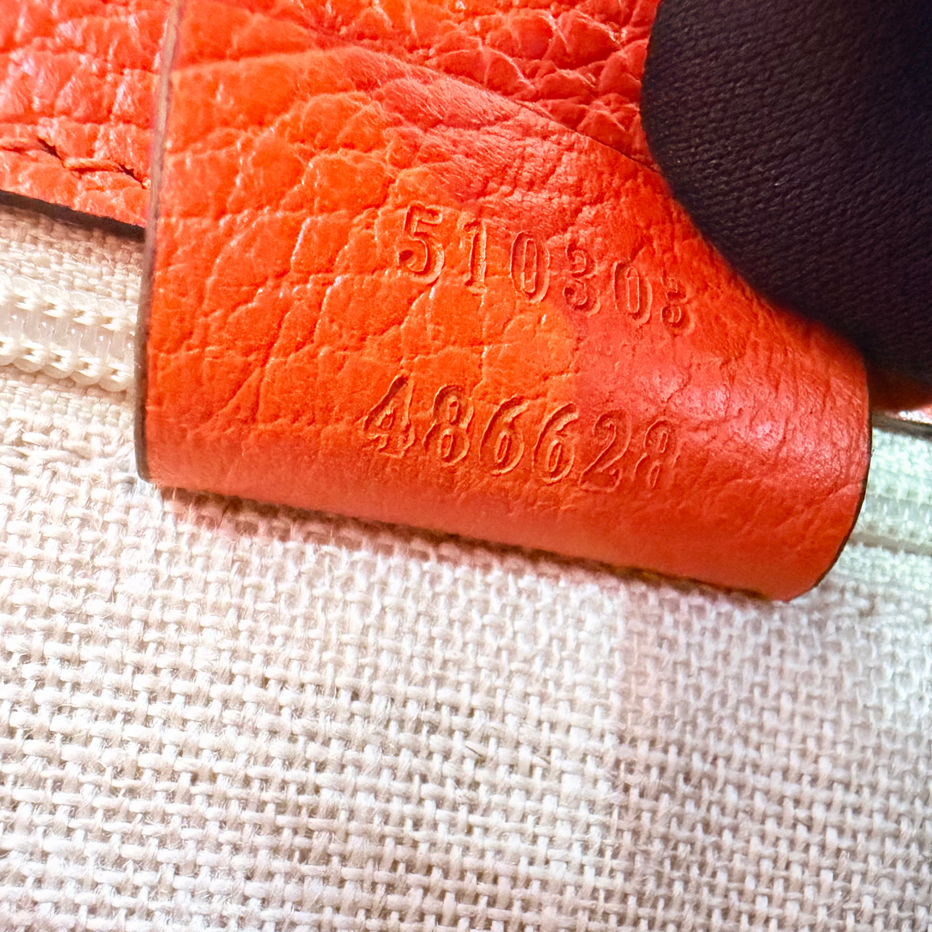 2607 secondhand GUCCI Chain Shoulder Bag Interlocking G Orange Leather