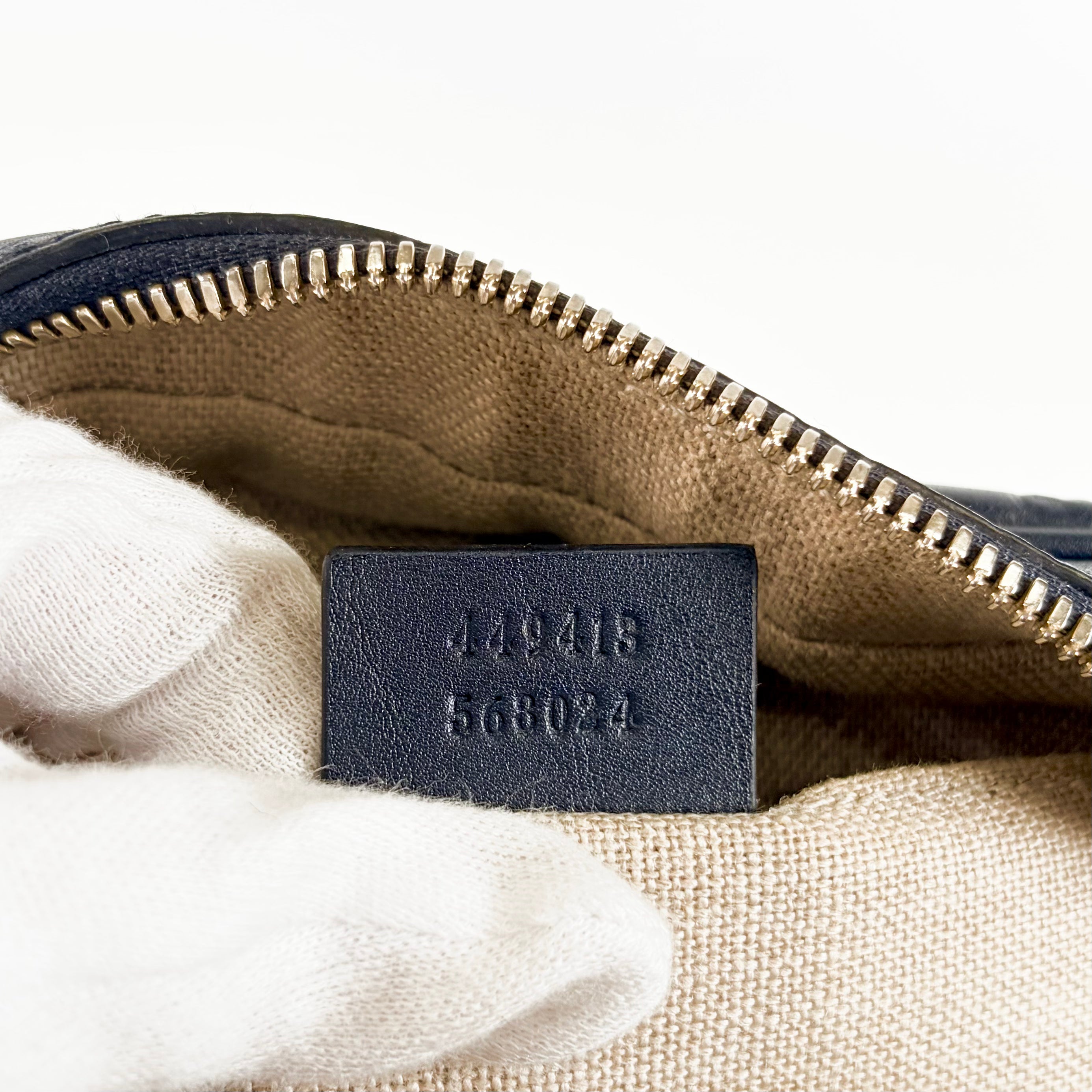 2607 secondhand GUCCI camera bag shoulder Micro Guccissima Navy