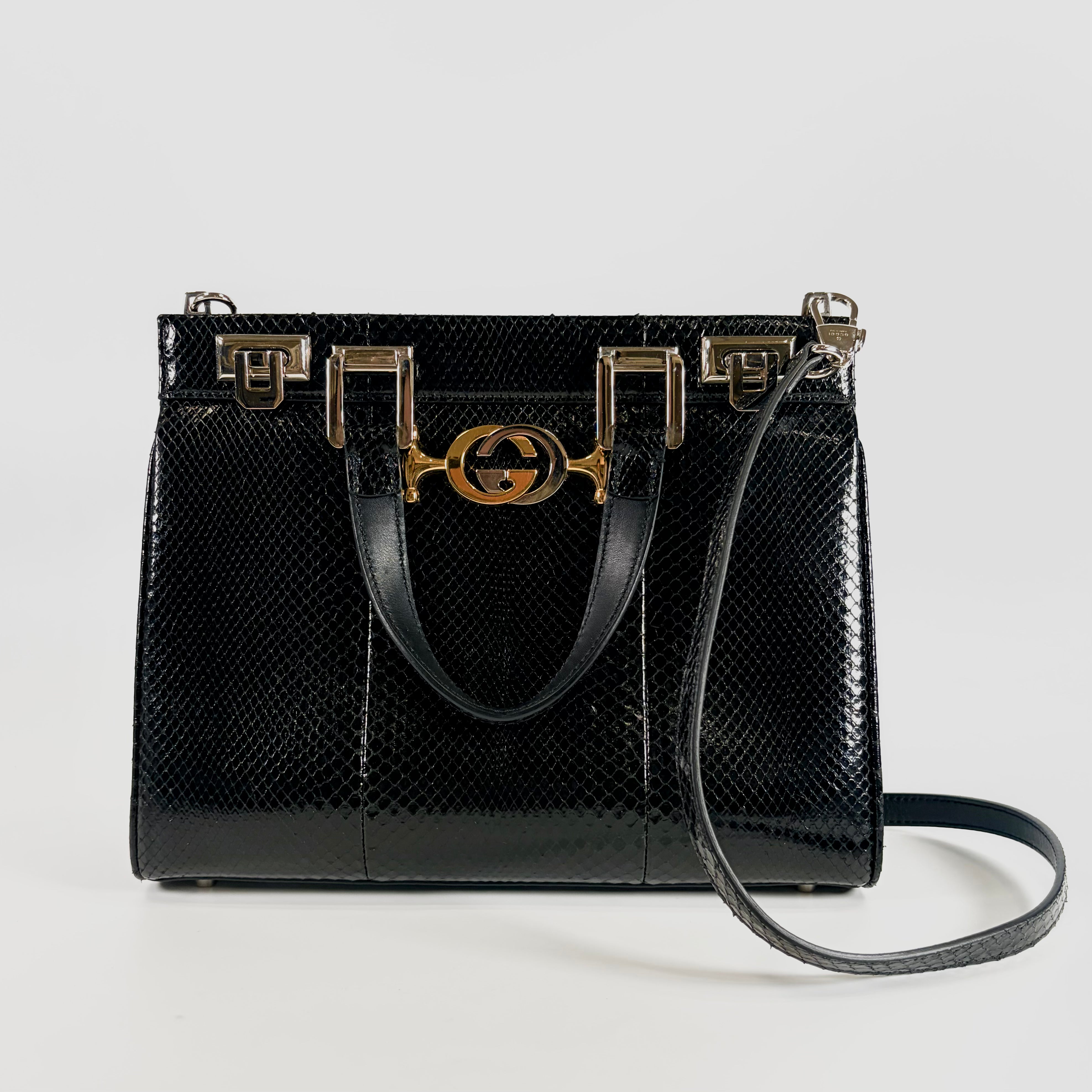 2607 secondhand GUCCI Zumi Python 2Way bag