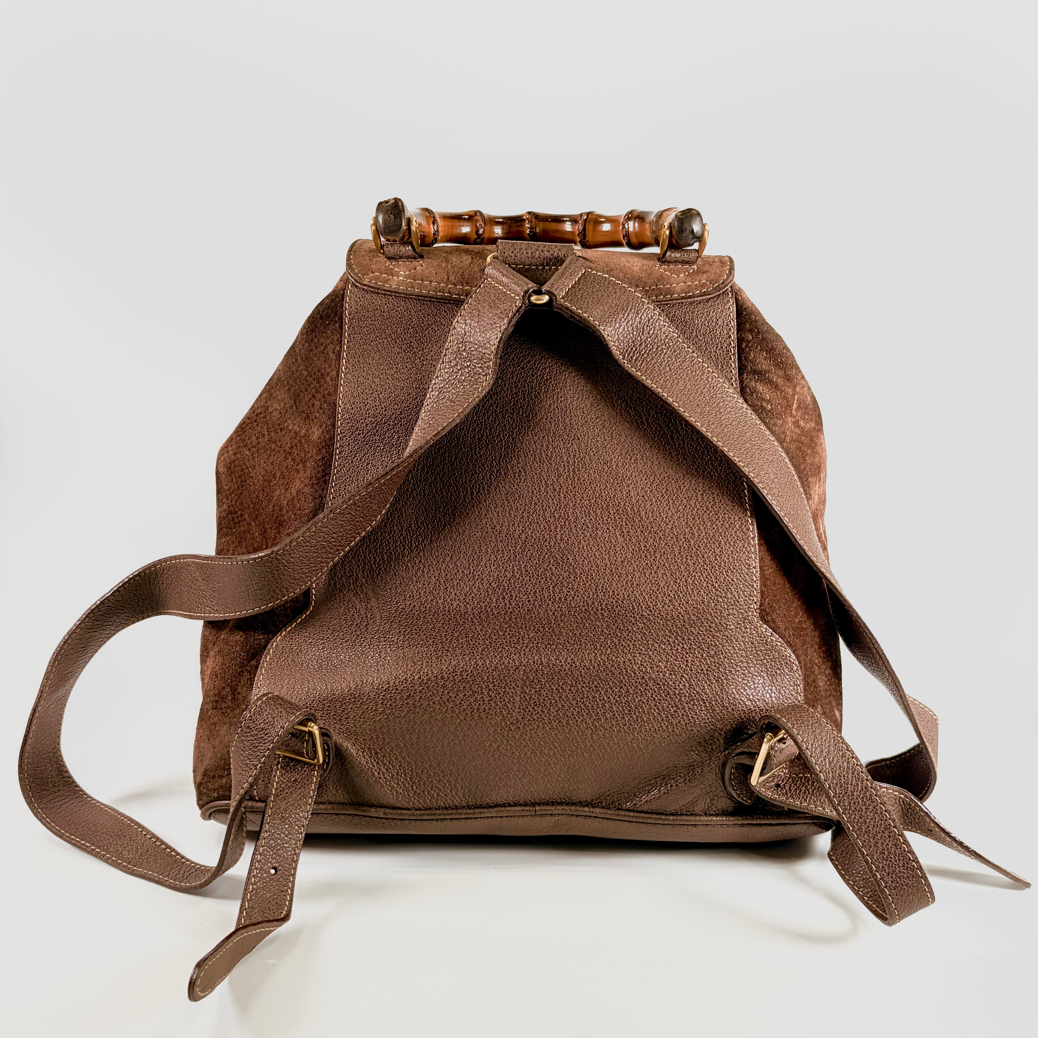 2606 secondhand GUCCI Bamboo suede backpack