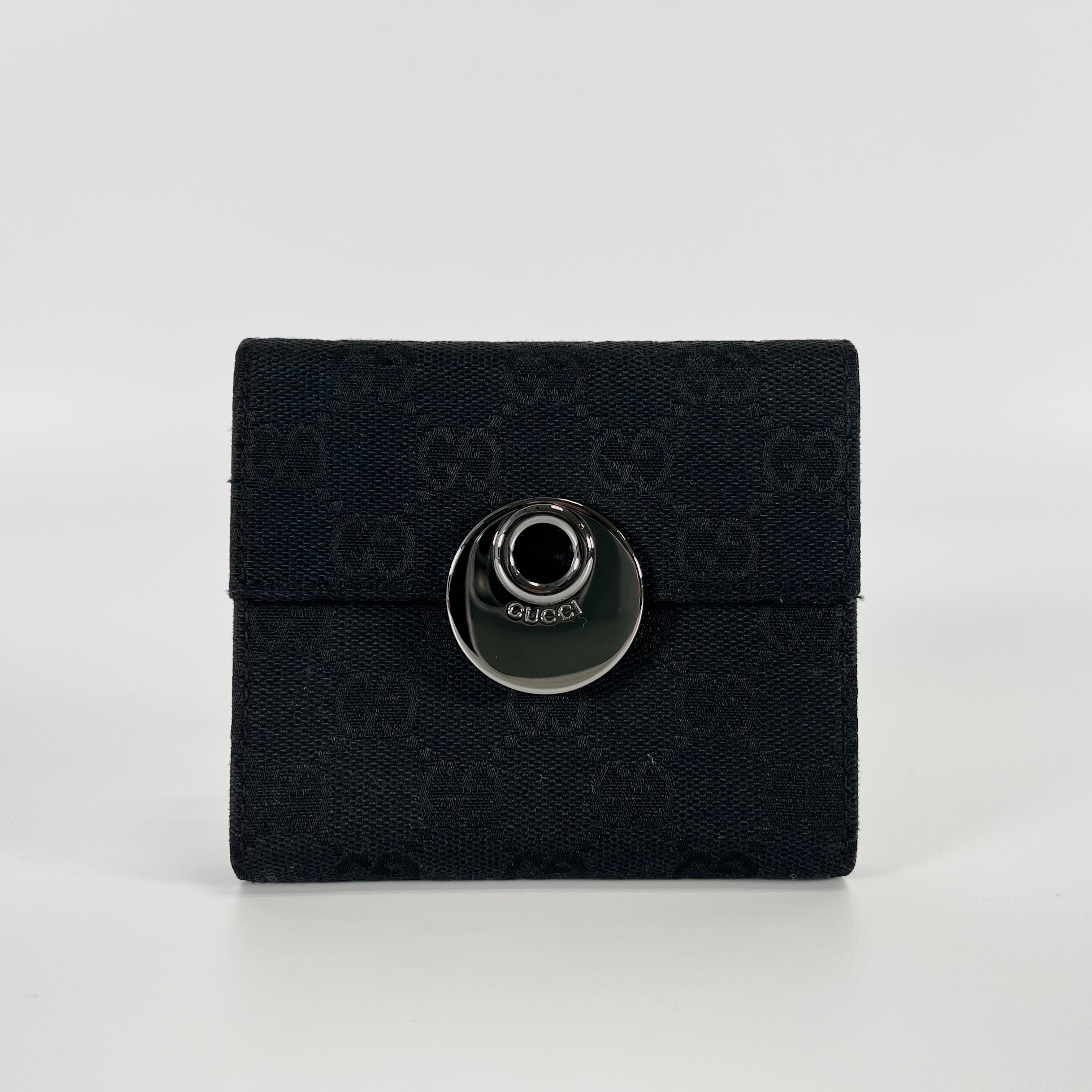 2510 GUCCI GG Canvas Tri-fold Wallet Black