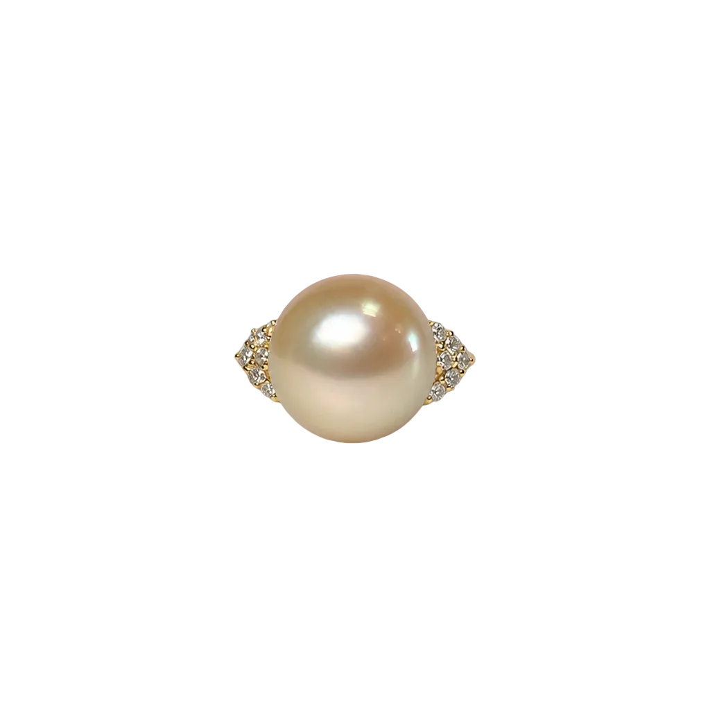 2607 secondhand ring K18YG 13 South Seas 12.5mm Diamond 0.30 card Identification Total 7.2g