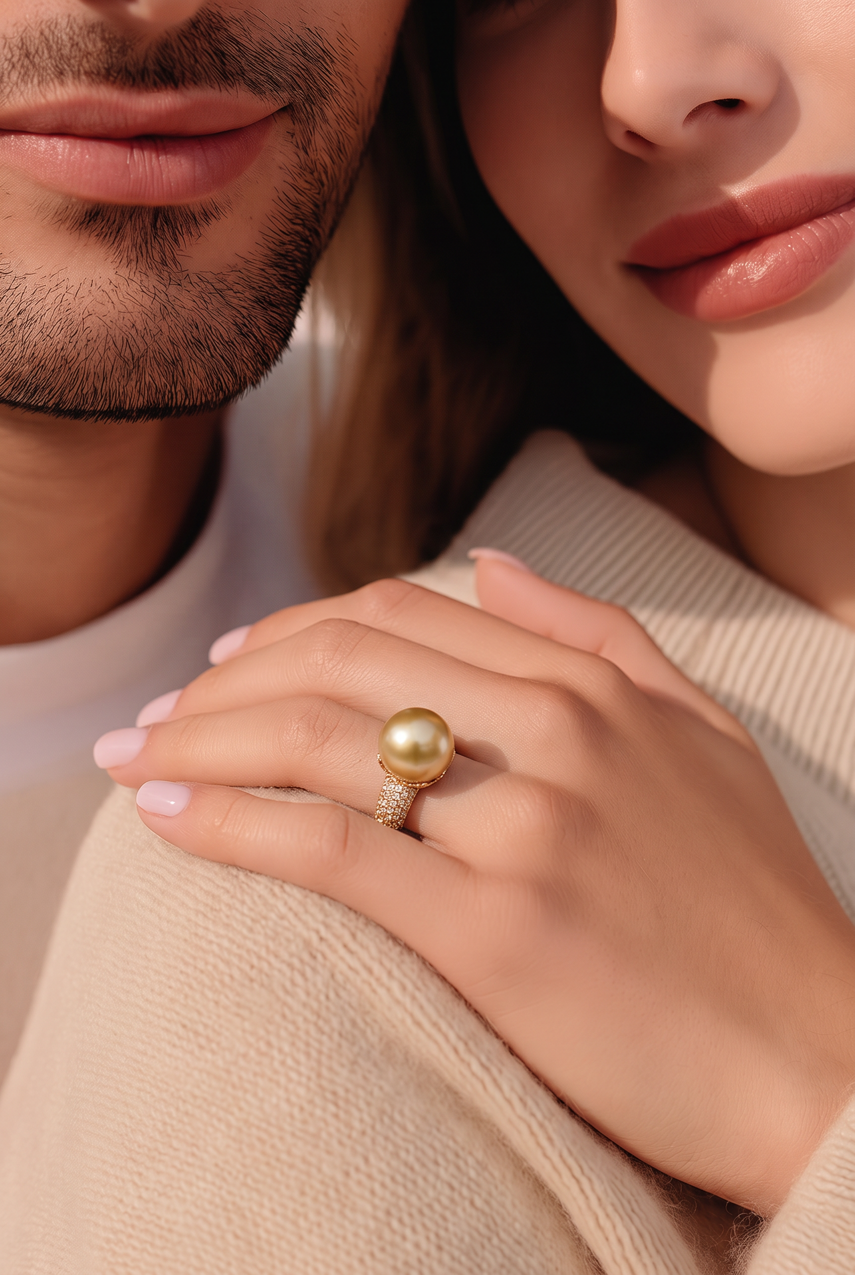 2607 secondhand K18 ring Golden Pearl 11.5mm D0.73ct Total 7.4g