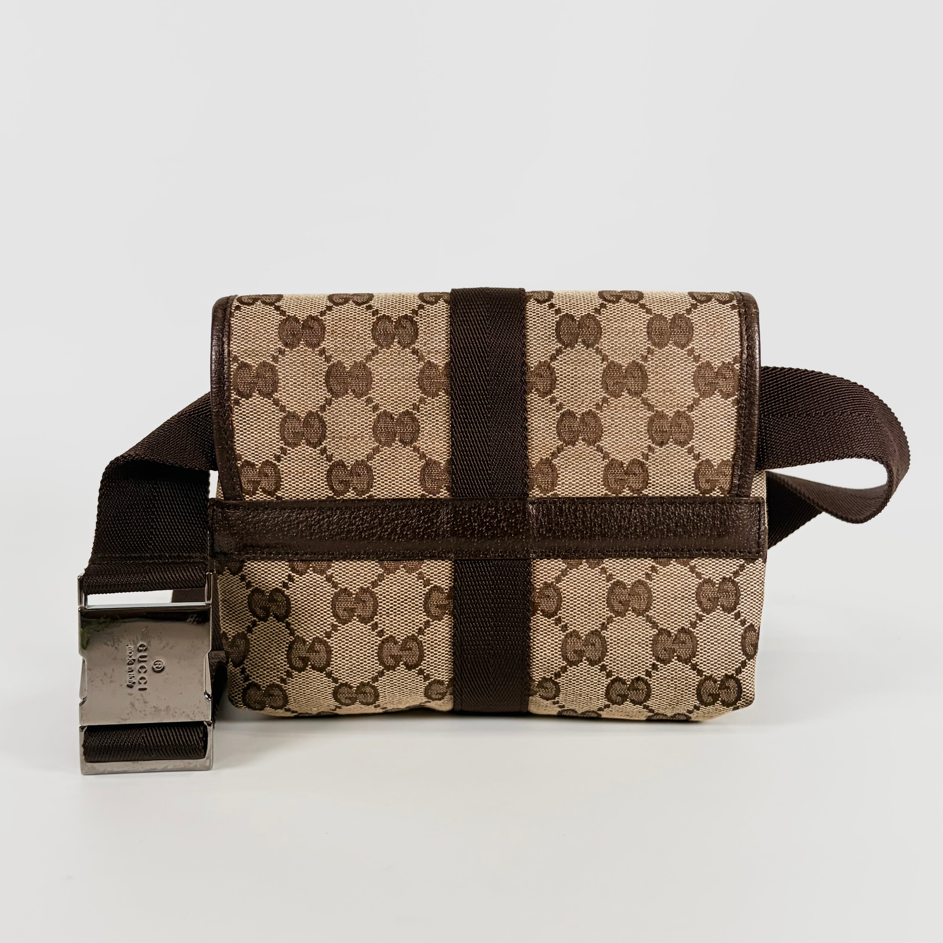 2607 secondhand GUCCI GG canvas 131236 Waist Brown