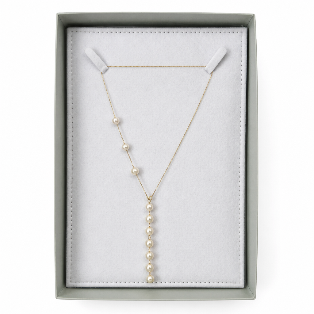 2608 secondhand K18 Akoya Pearl Y necklace 6.5㎜