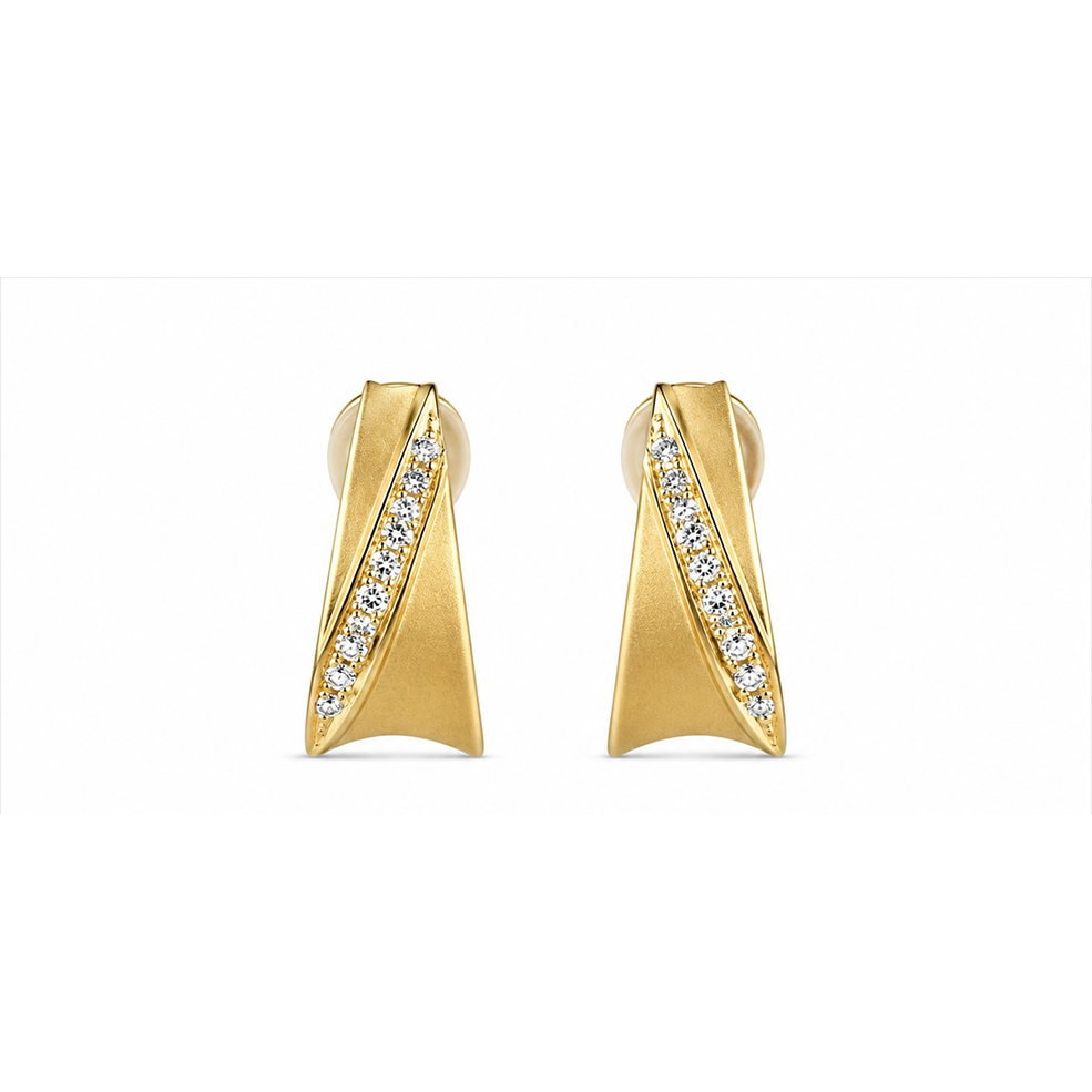 2606 secondhand K18 earrings D0.11ct×2 Total 6.0g