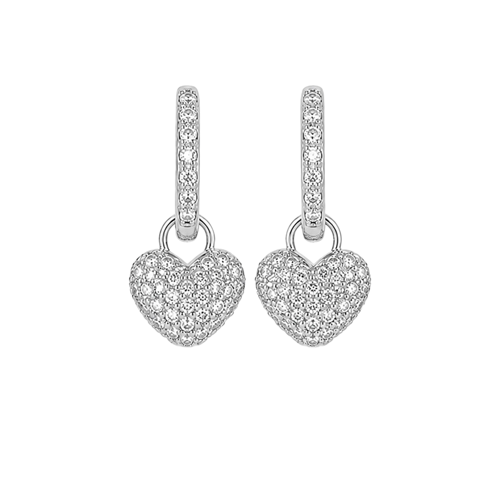 2606 secondhand K18WG heart earrings D0.30×2 Total 5.7g