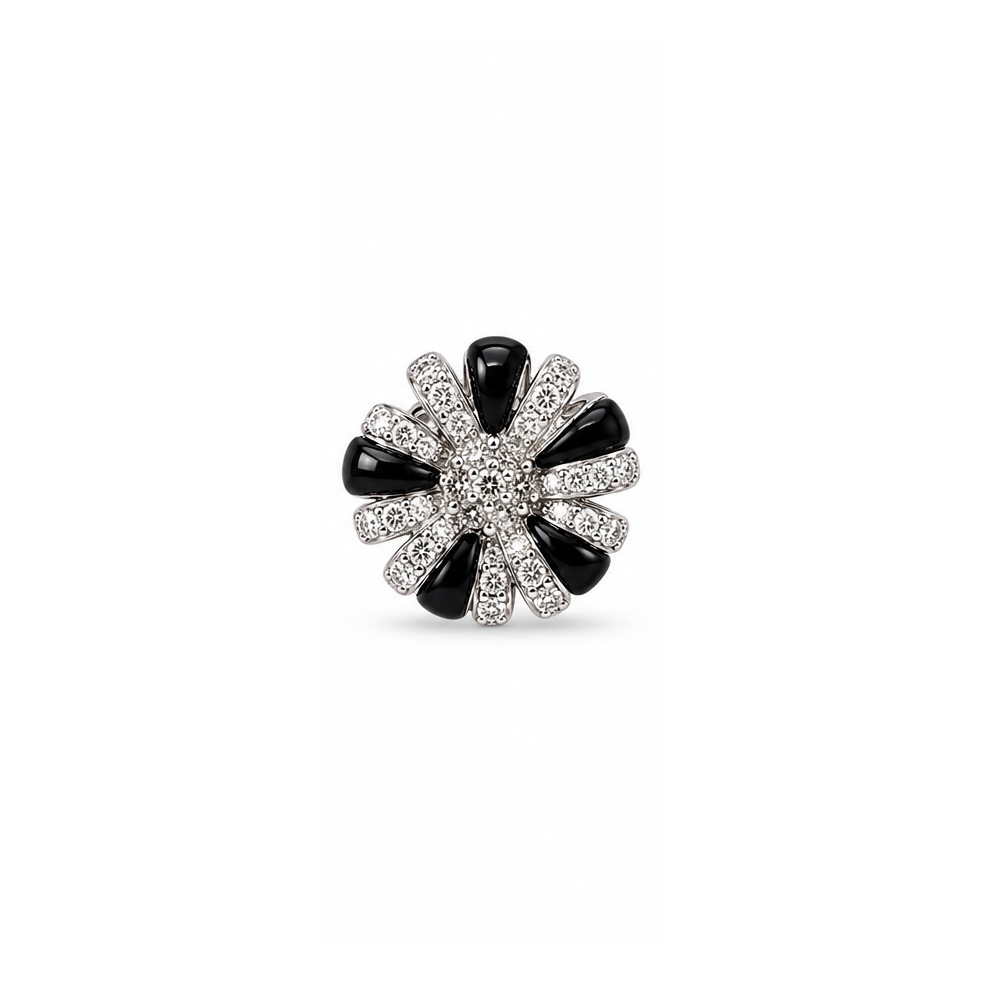 2606 secondhand K18WG/14WG earrings onyx/D0.32×2 Total 9.2g