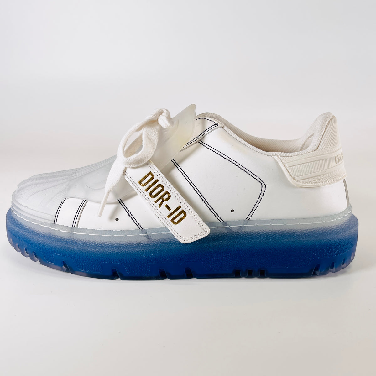 2606 secondhand CD DIOR ID leather × rubber sneakers 35 Women's white blue