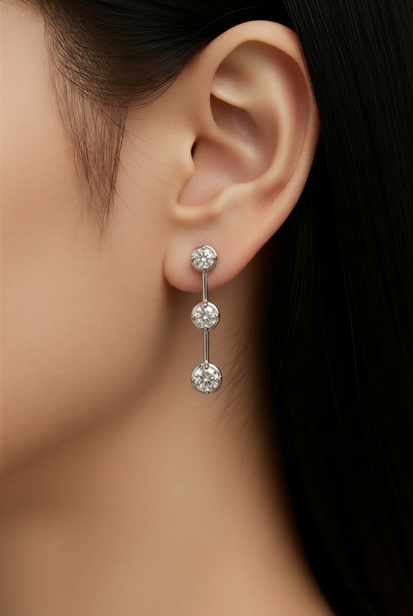 2606 secondhand K18WG earrings D0.5×2 Total 4.4g