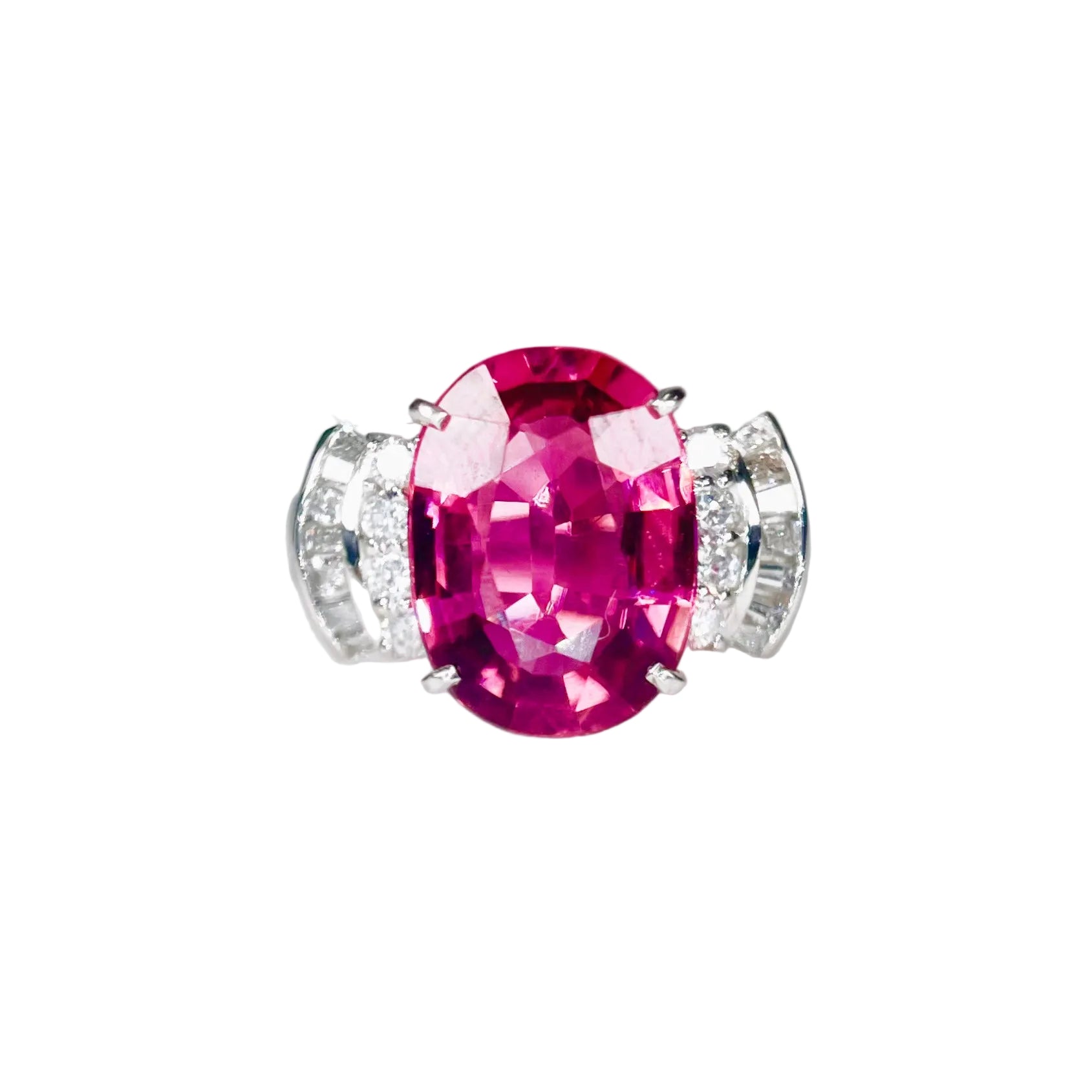 2602 Pt900 ring Pink Tourmaline 3.918ct/D0.57ct6.2g #11