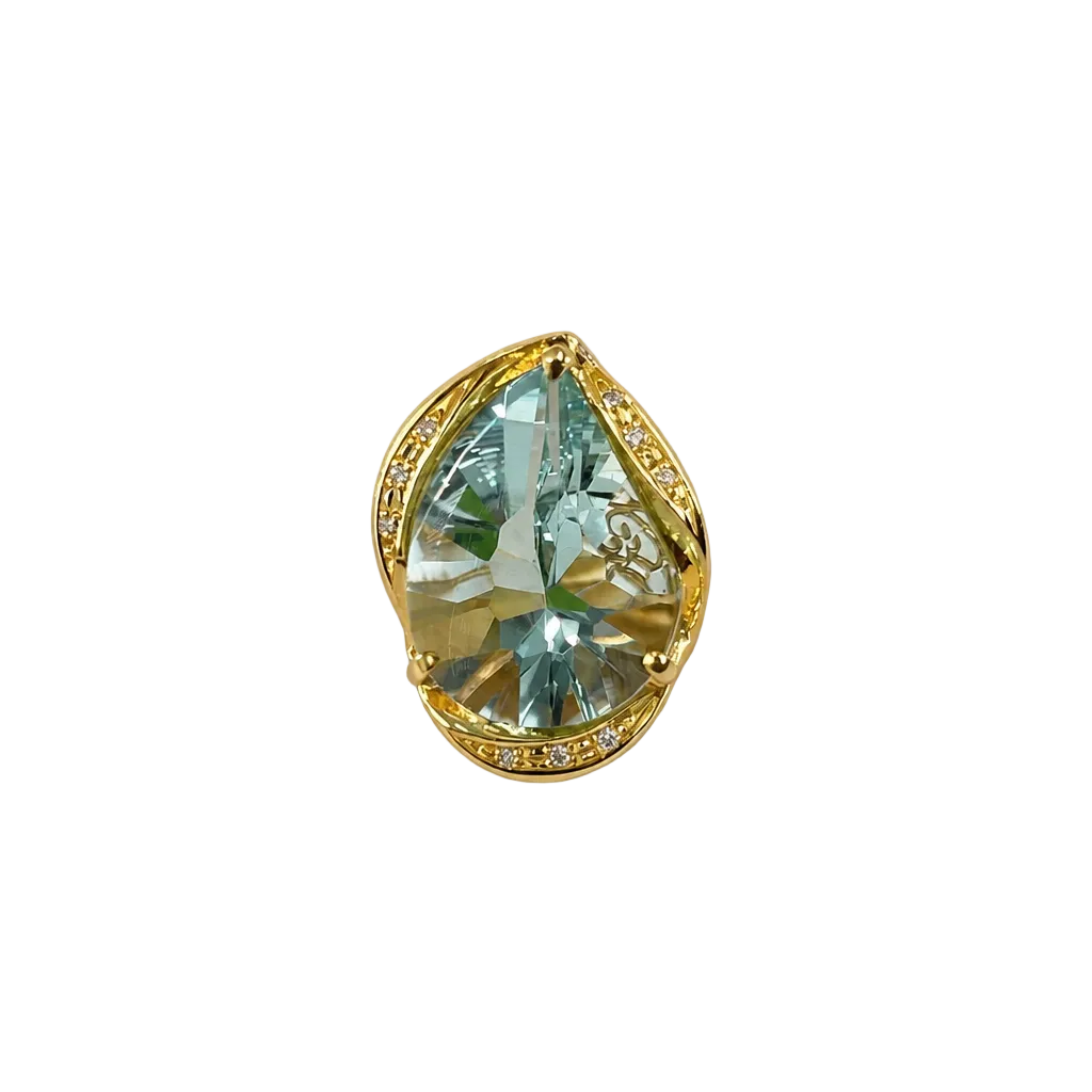2606 secondhand K18 ring AQ13.84/D0.06ct Total 12.1g #12