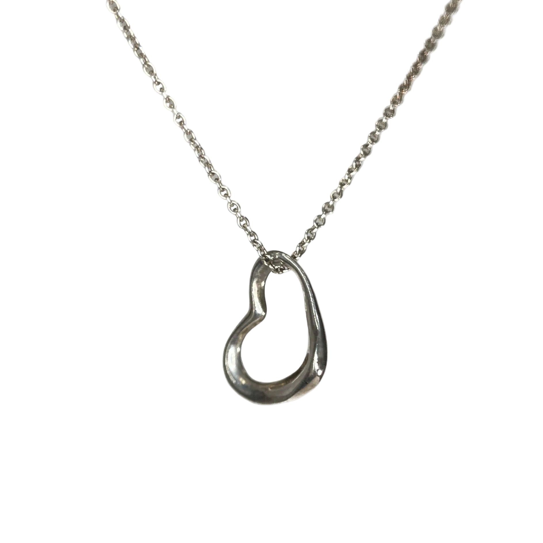 2511 TIFFANY & Co. Tiffany Open Heart Necklace 925 SiLouis Vuittoner 1.9g